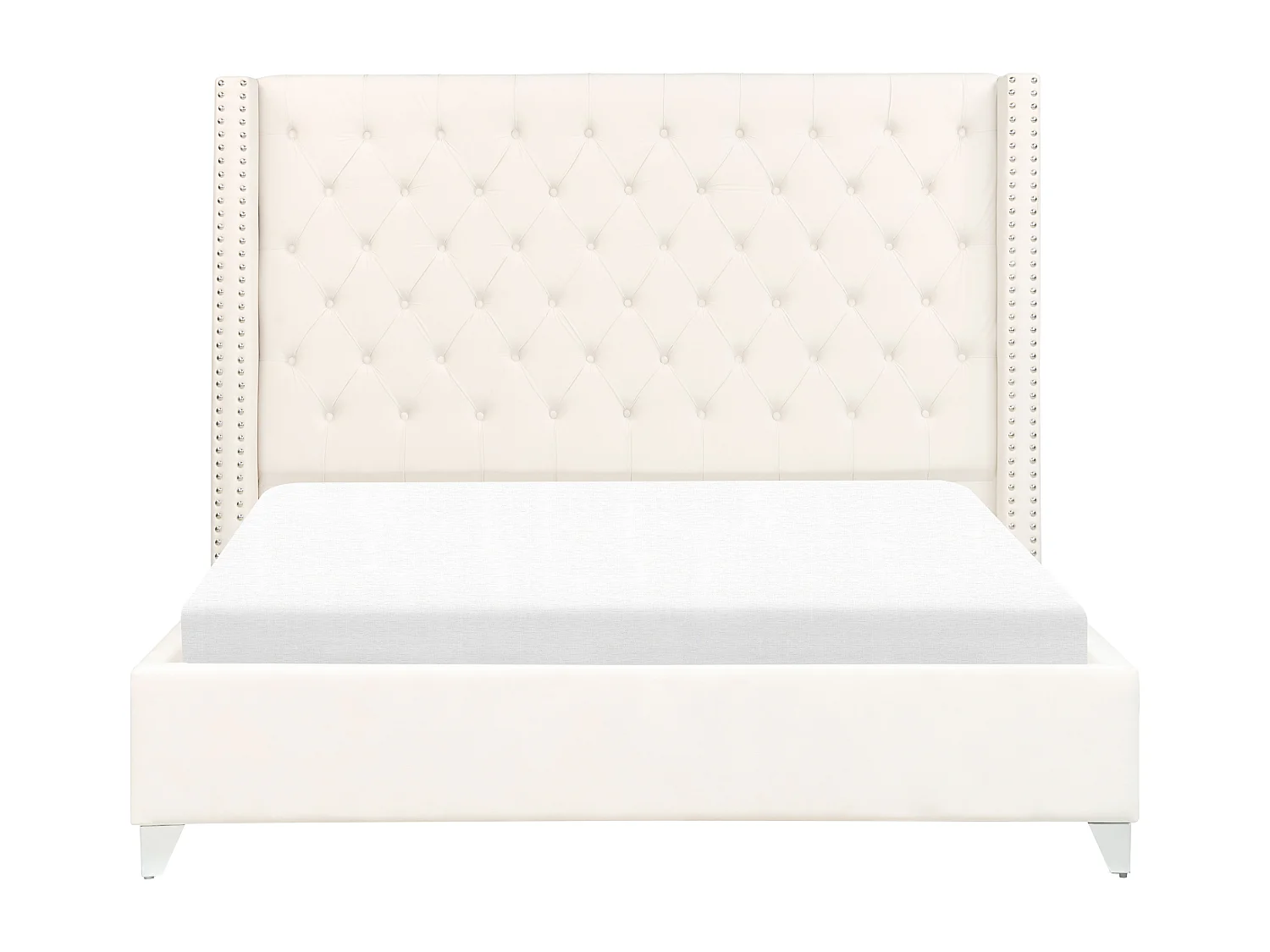 Lit avec sommier Velours LUBBON 160 x 200 cm Blanc cassé