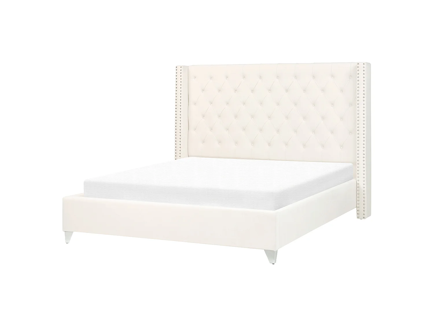 Lit avec sommier Velours LUBBON 160 x 200 cm Blanc cassé