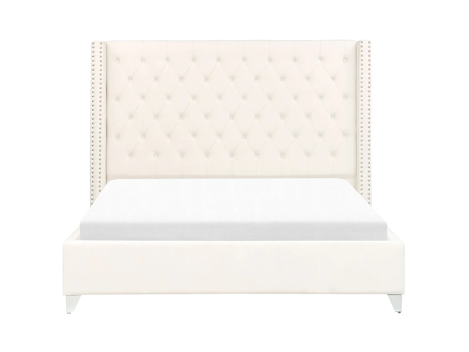 Lit avec sommier Velours LUBBON 160 x 200 cm Blanc cassé