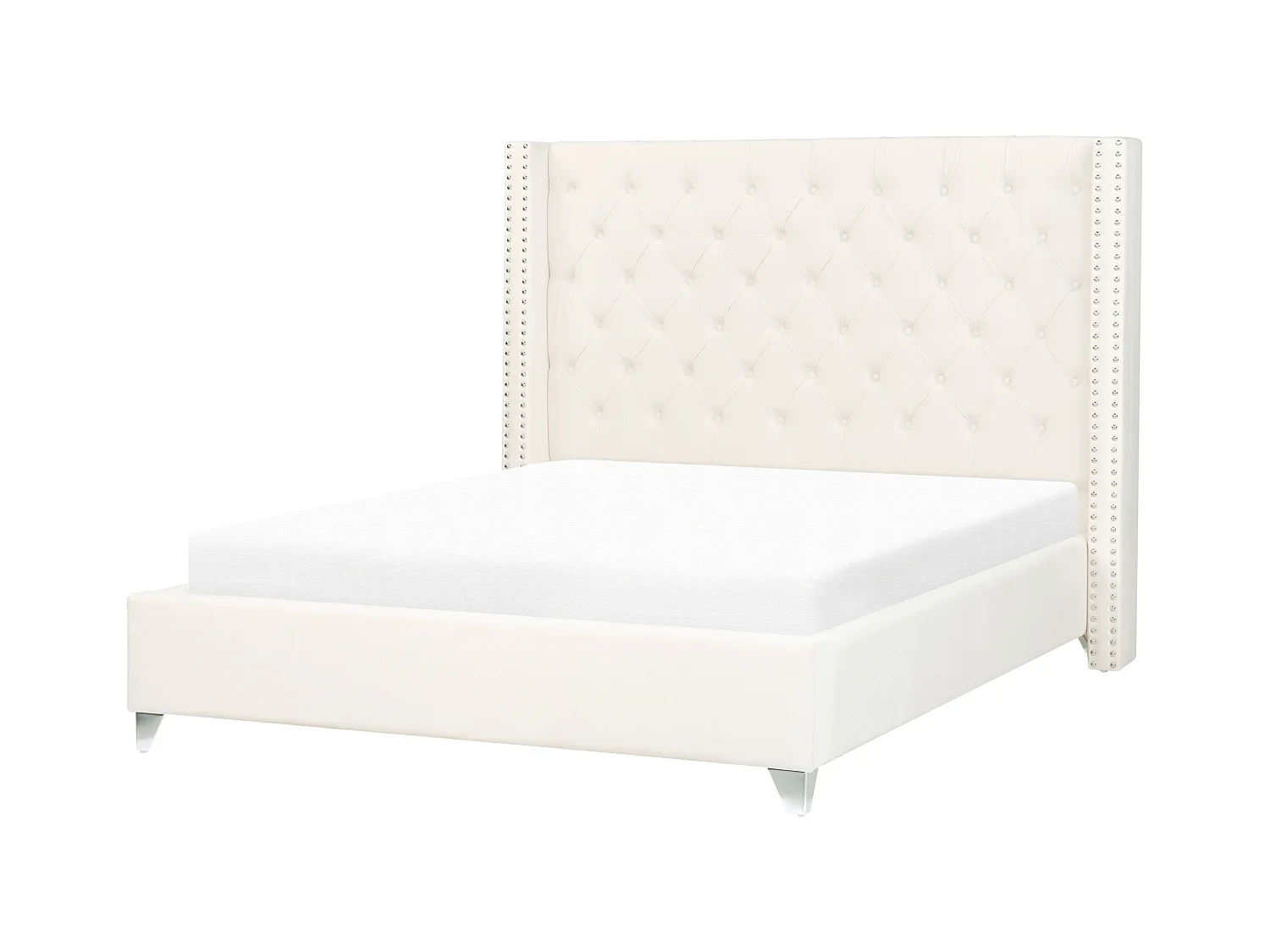 Lit avec sommier Velours LUBBON 140 x 200 cm Blanc cassé