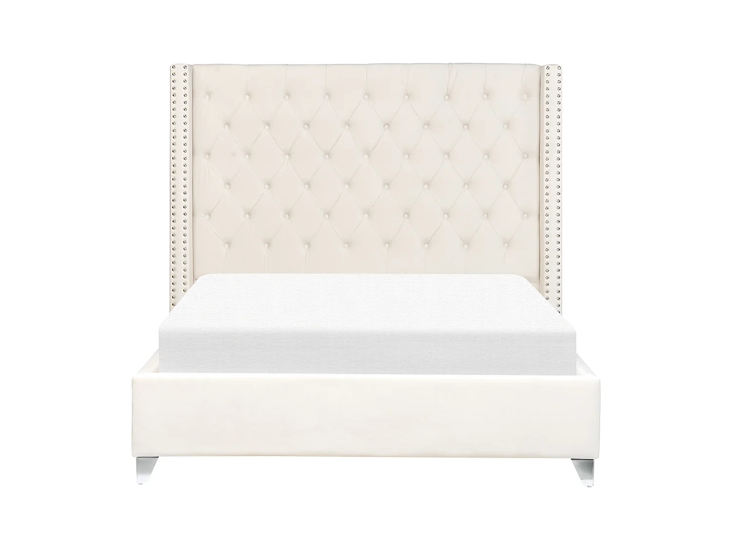 Bed Fluweel LUBBON 140 x 200 cm Gebroken wit