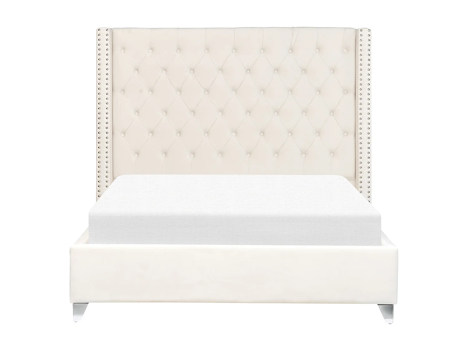 Lit avec sommier Velours LUBBON 140 x 200 cm Blanc cassé