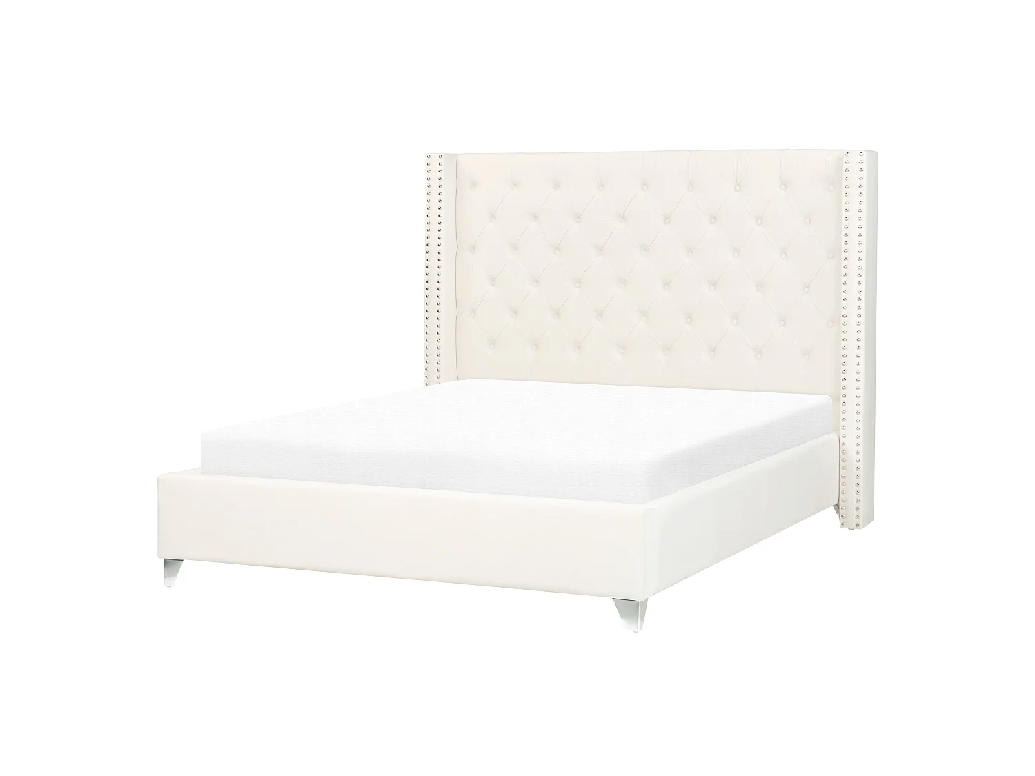 Lit avec sommier Velours LUBBON 140 x 200 cm Blanc cassé