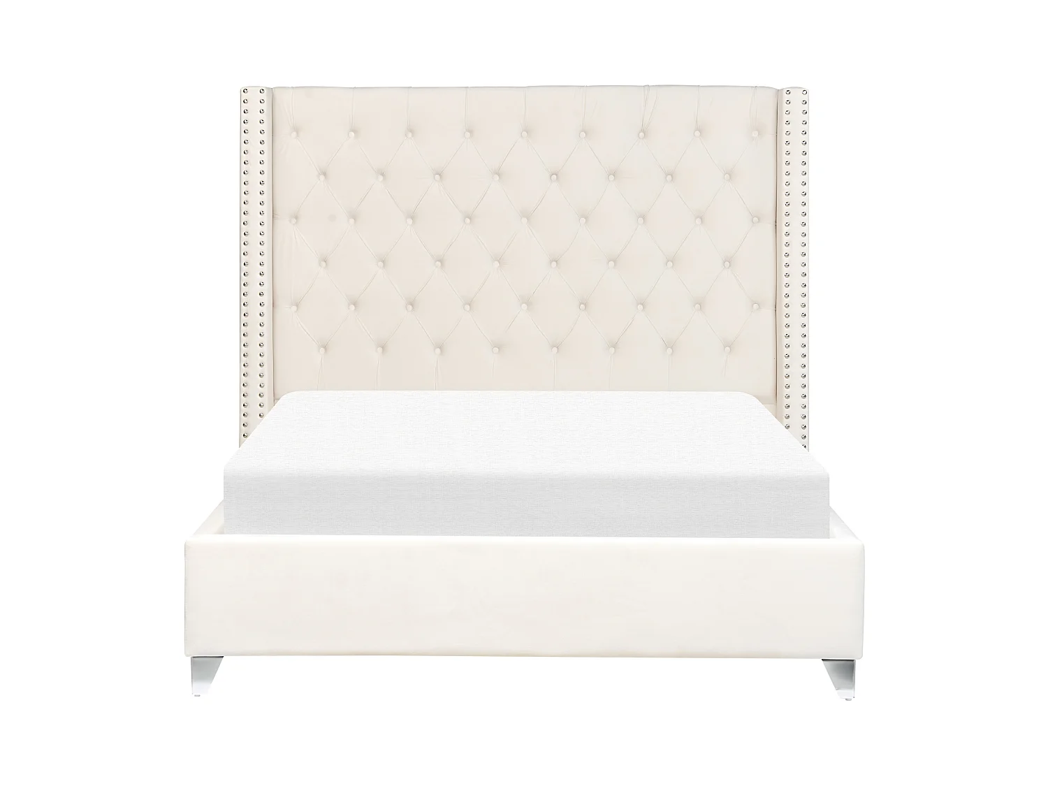 Lit avec sommier Velours LUBBON 140 x 200 cm Blanc cassé