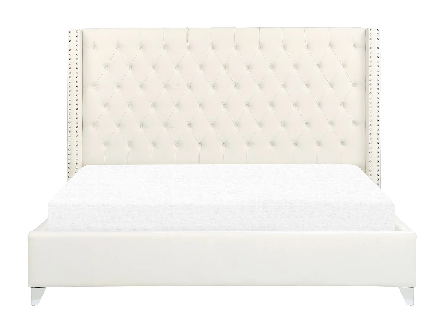 Lit avec sommier Velours LUBBON 180 x 200 cm Blanc cassé