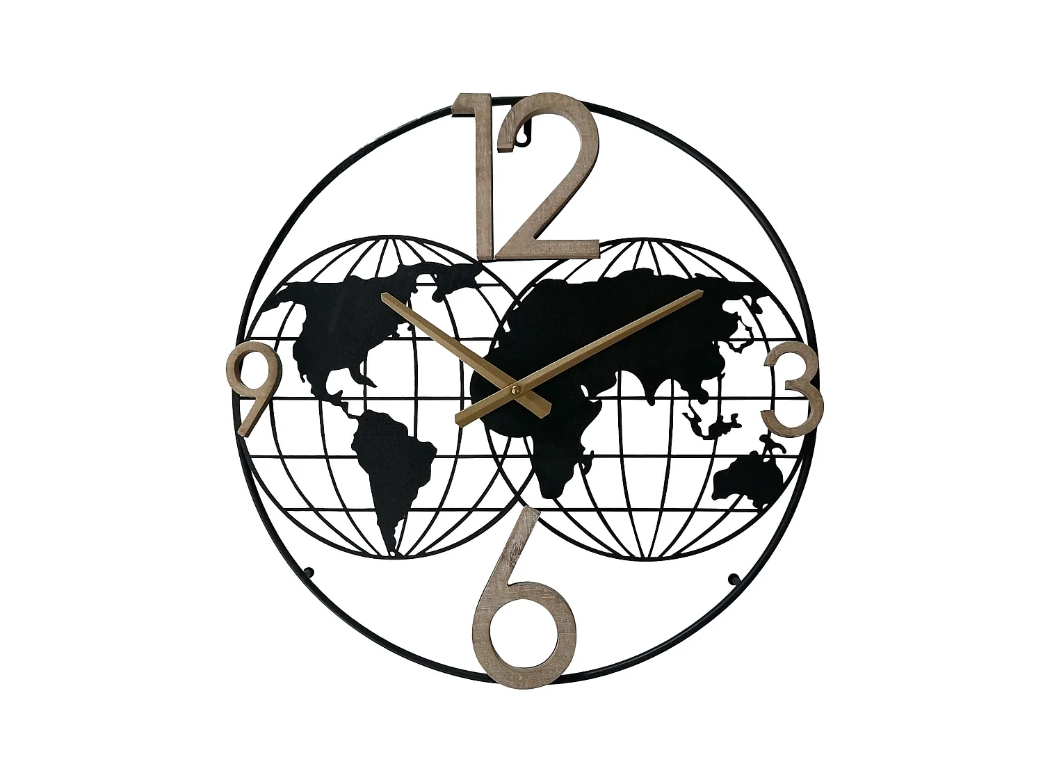 Horloge Murale avec Carte du Monde Métal Style Moderne