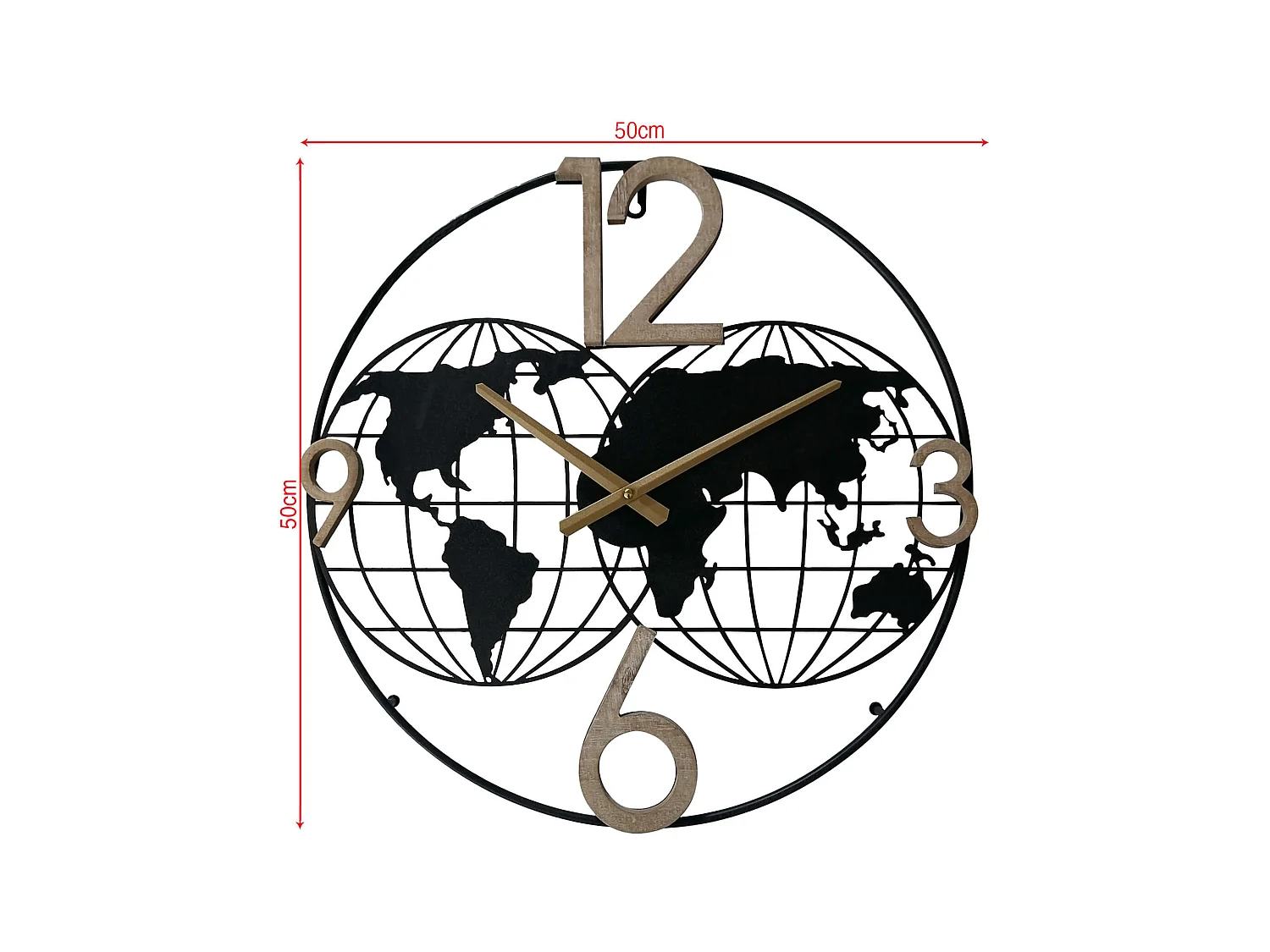 Horloge Murale avec Carte du Monde Métal Style Moderne