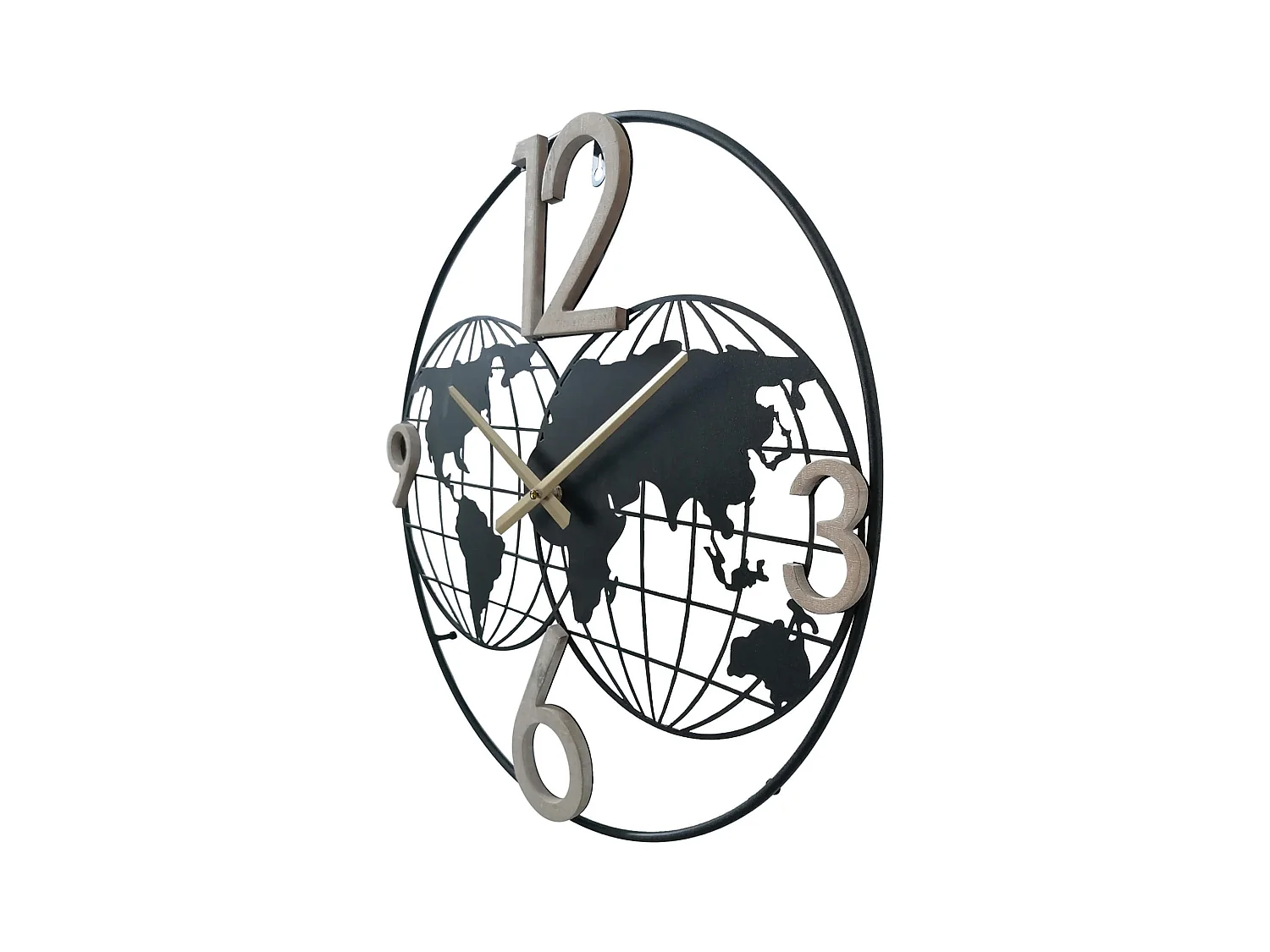 Horloge Murale avec Carte du Monde Métal Style Moderne