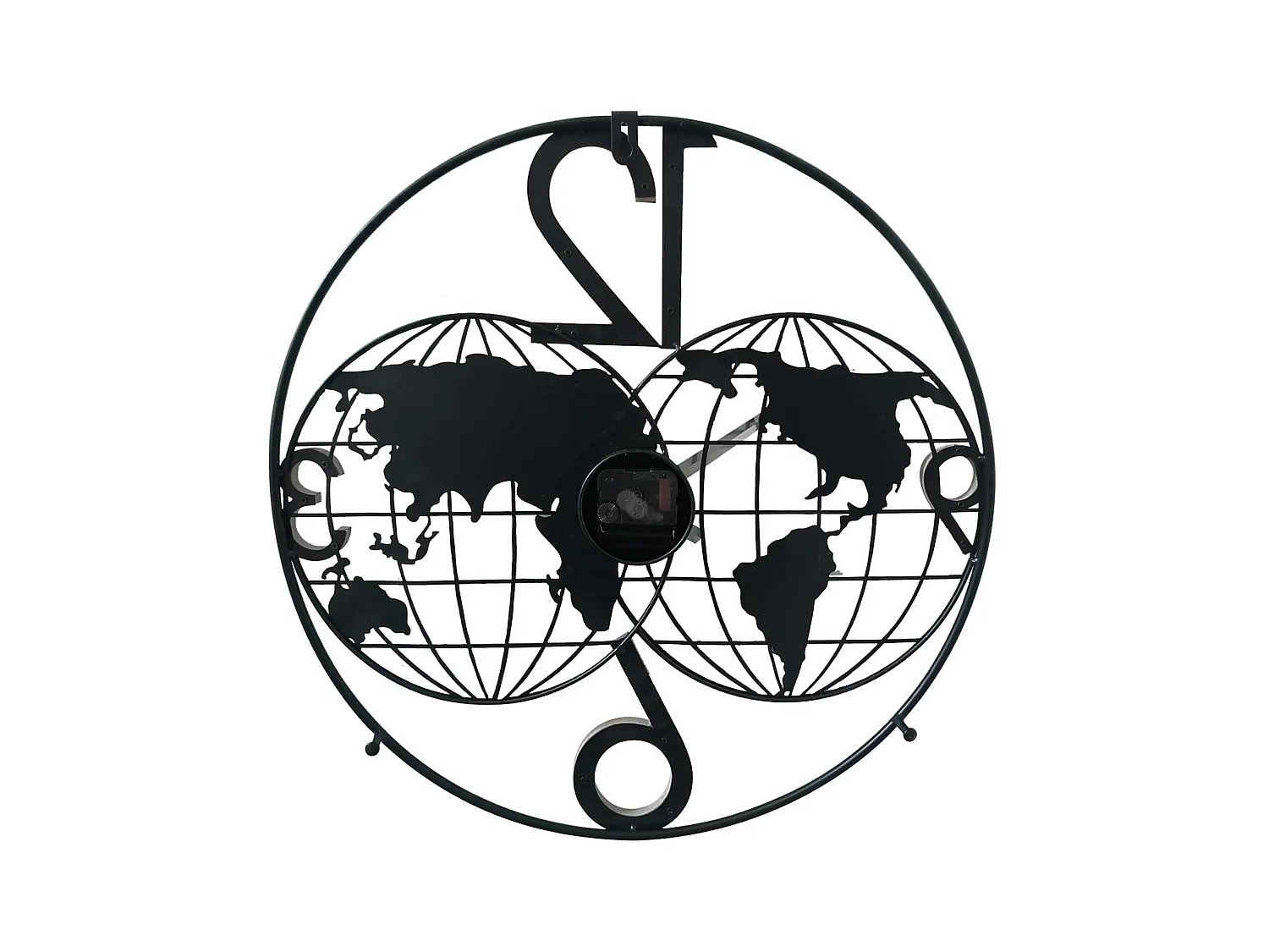 Horloge Murale avec Carte du Monde Métal Style Moderne