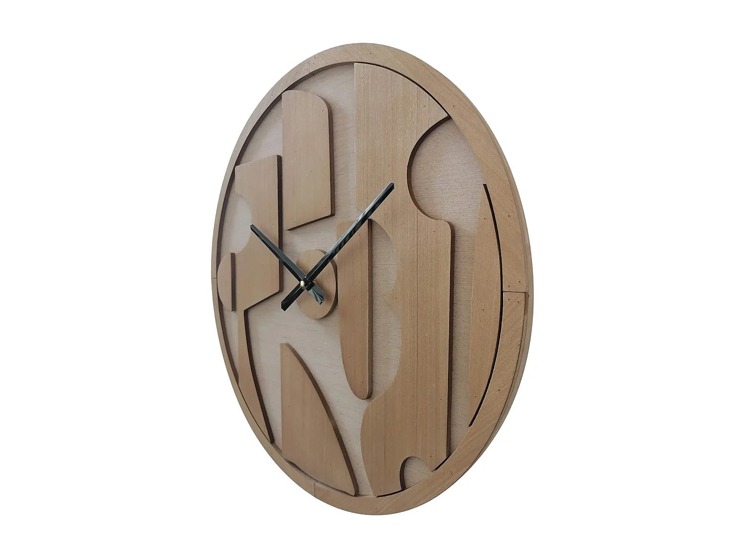 Orologio a Muro Tondo Marrone con Quadrante Intagliato