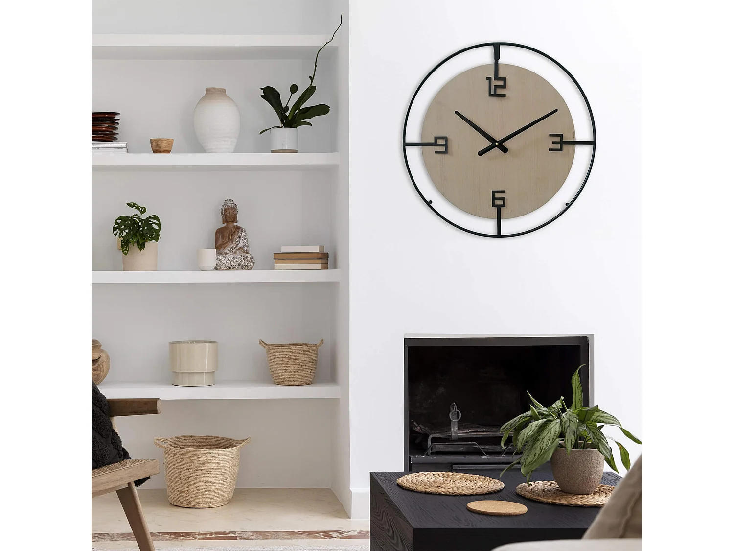 Horloge Suspendue Beige Noir de Style Moderne