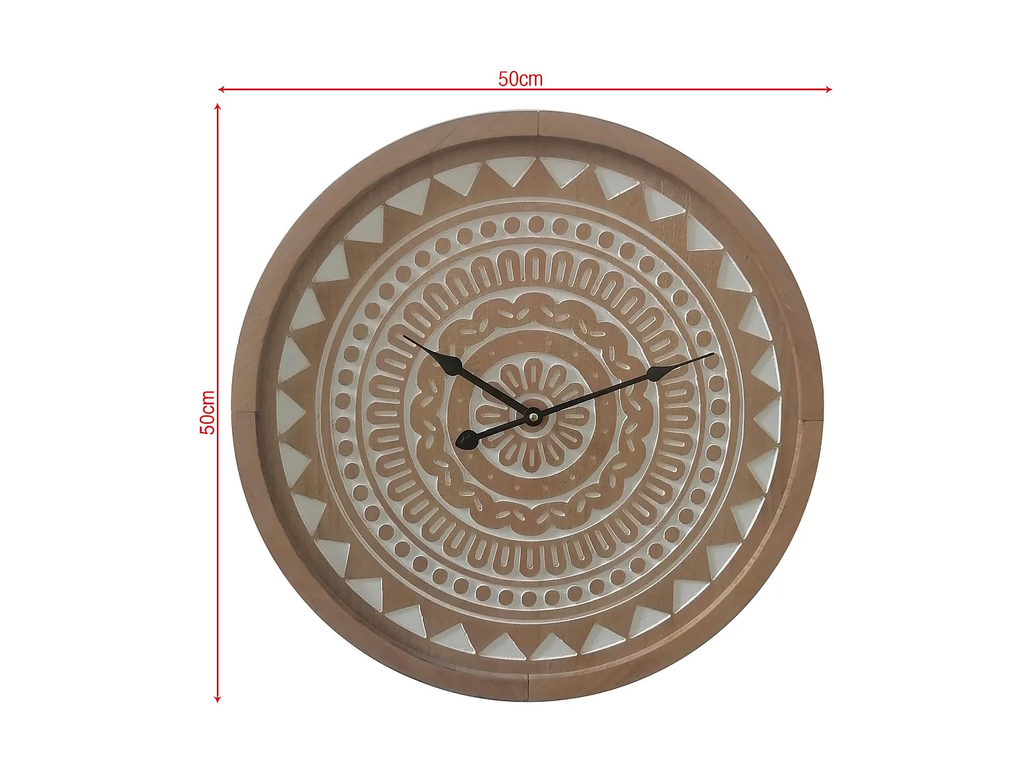 Orologio da Parete Grande Marrone Stile Etnico in Mdf