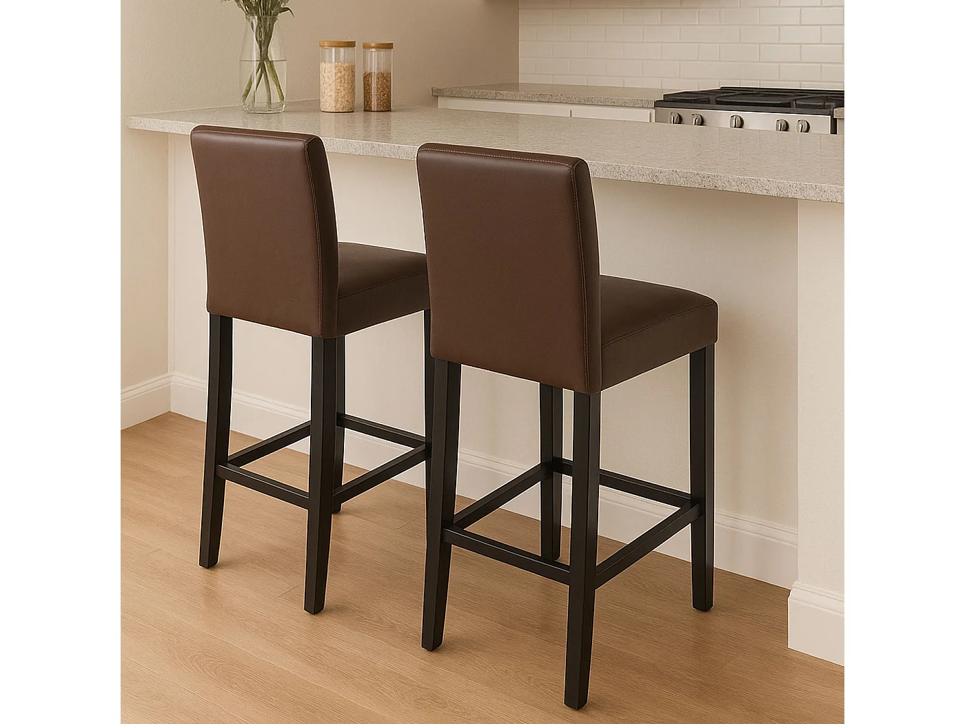 Barhocker Cesena (2er-Set), Braun, dunkle Füße