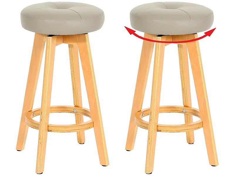 Boras barkruk (set van 2) draaibaar,  taupe, lichtgekleurde poten