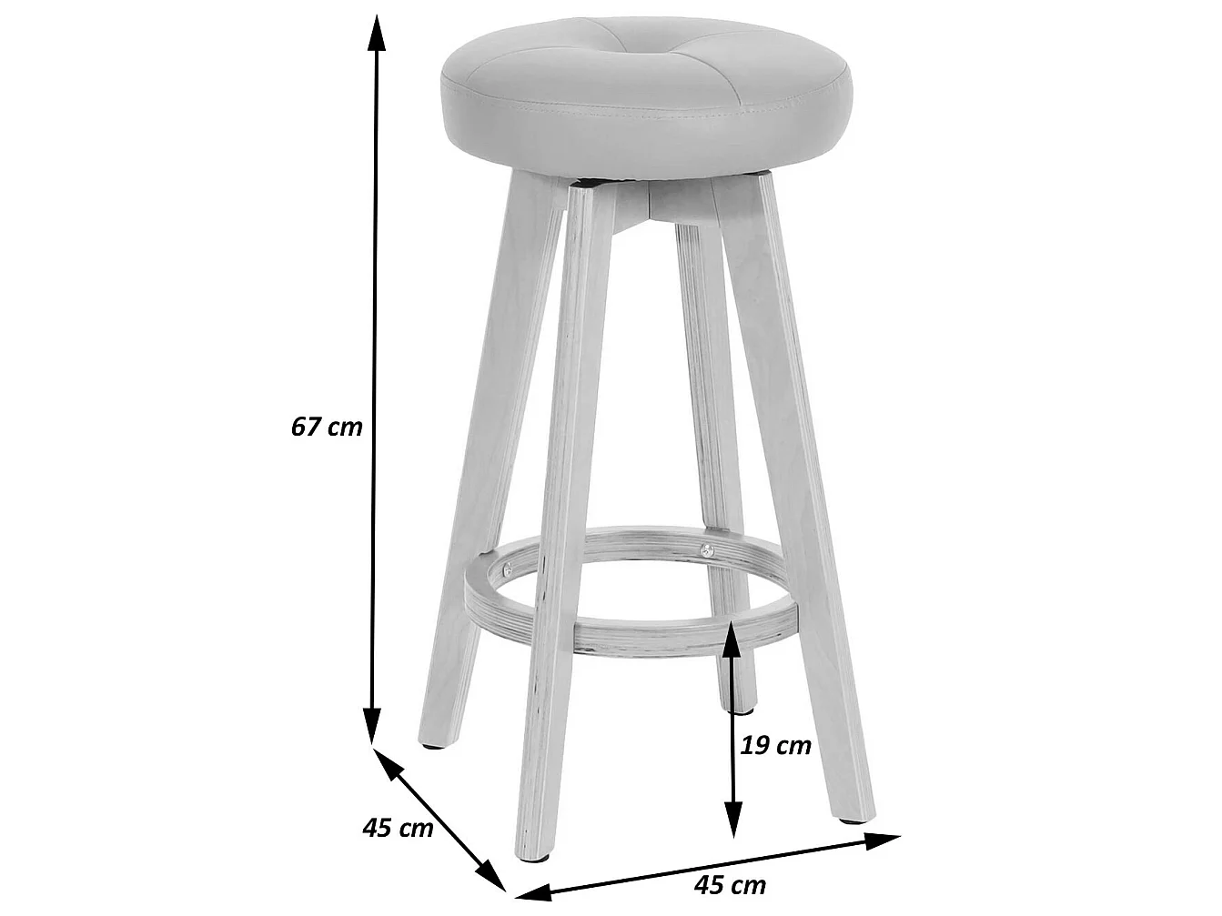 Tabouret de bar Boras (lot de 2) pivotant,  taupe, pieds clairs