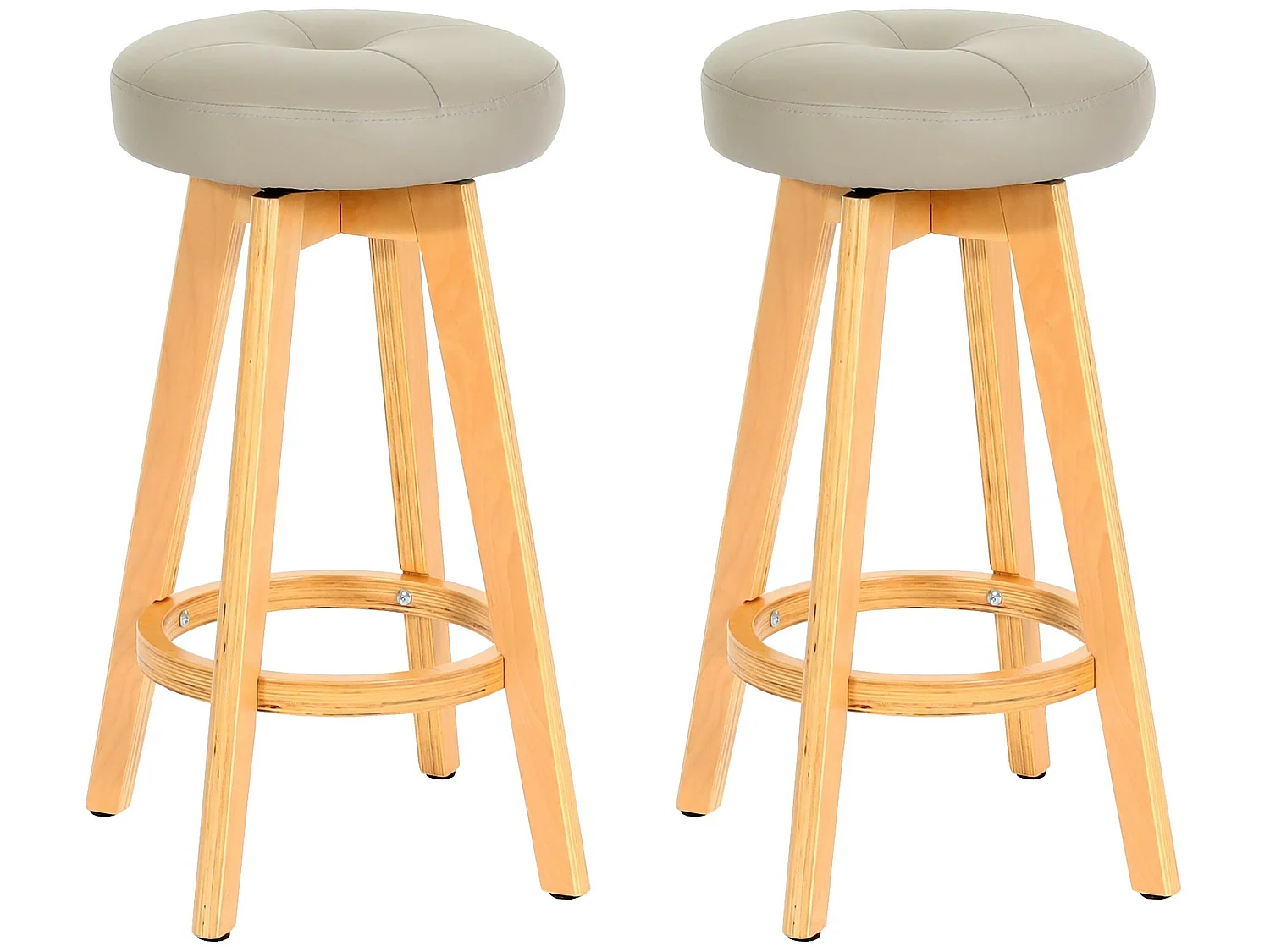 Tabouret de bar Boras (lot de 2) pivotant,  taupe, pieds clairs