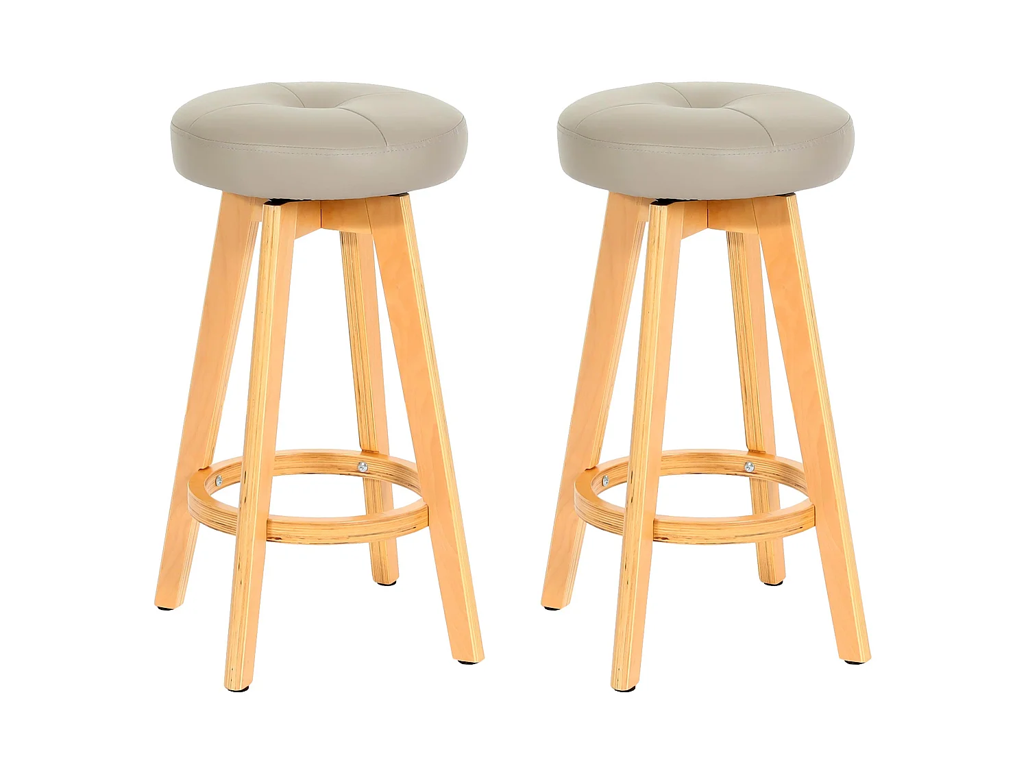 Tabouret de bar Boras (lot de 2) pivotant,  taupe, pieds clairs