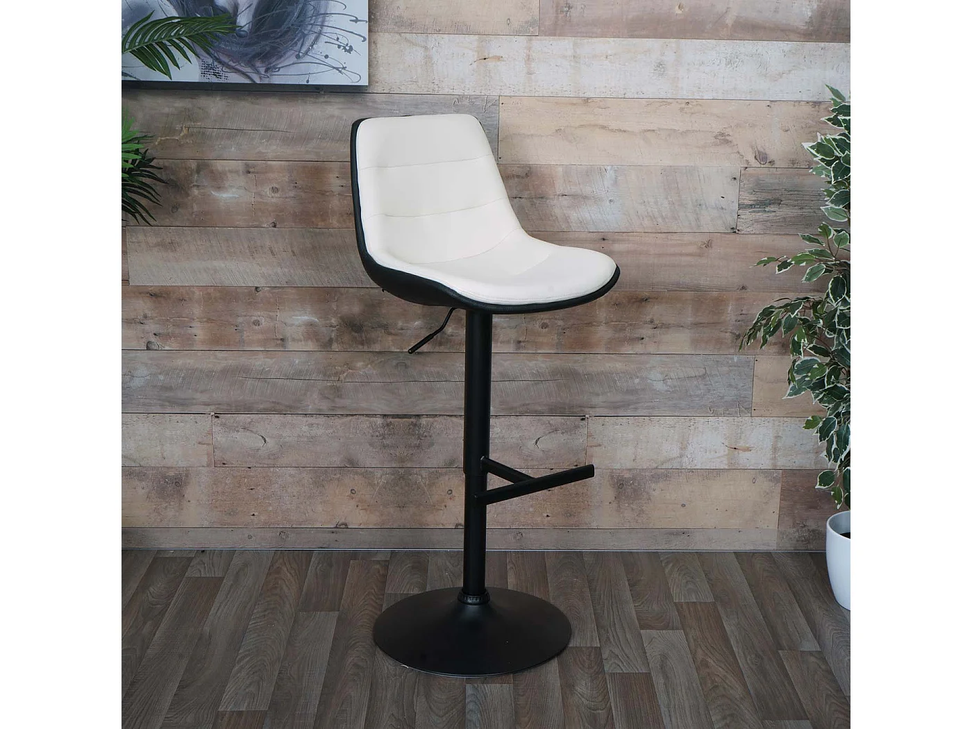 Tabouret de bar MCW-L85 (lot de 2),  crème-beige