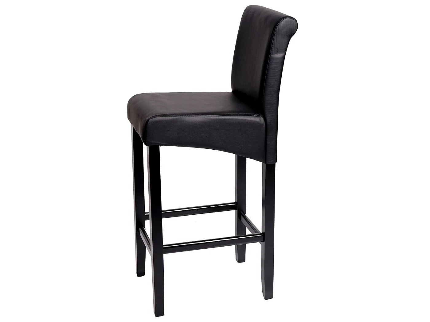 Tabouret de bar MCW-C33 (lot de 2),  similicuir, noir mat, pieds foncés