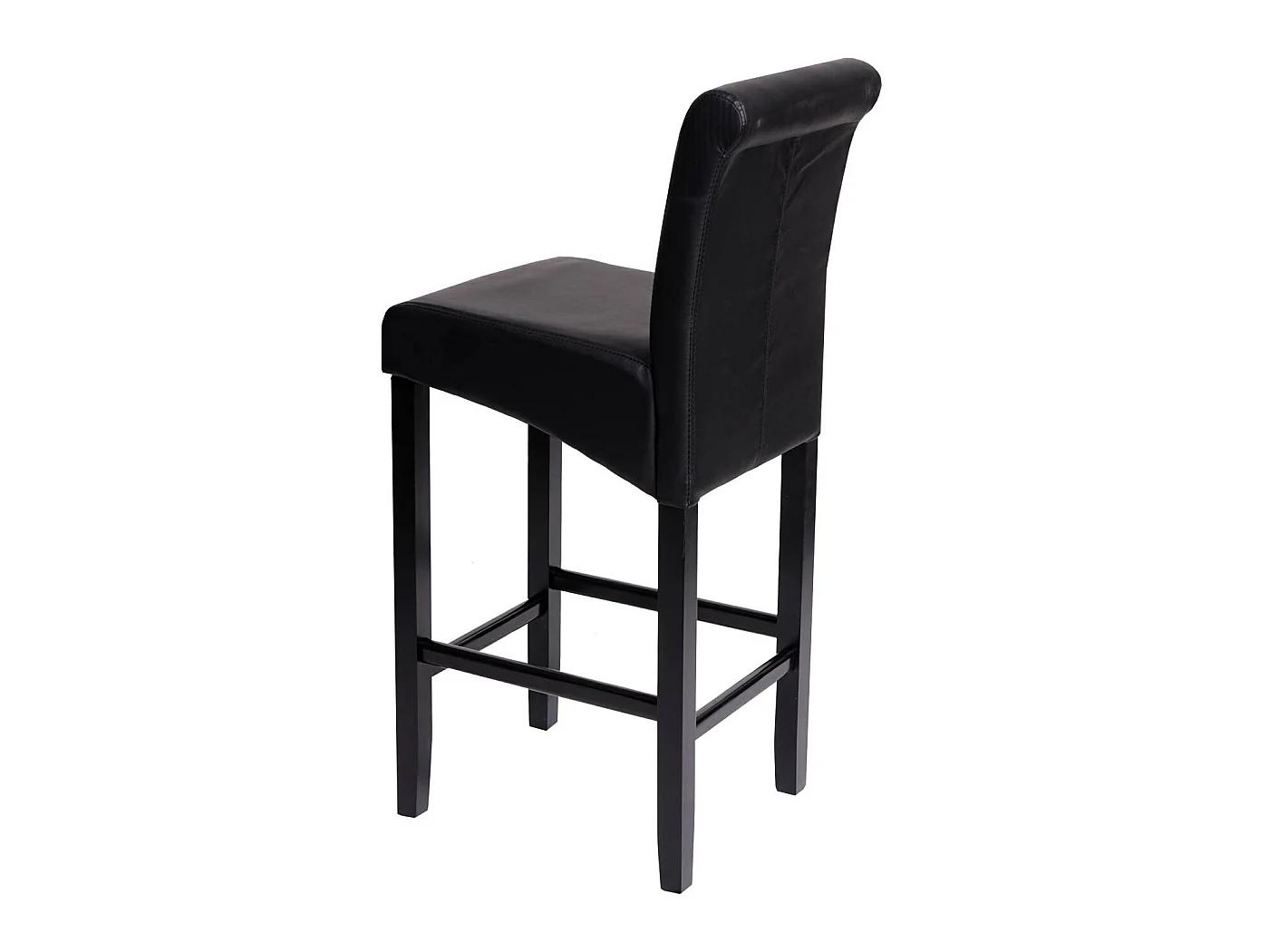 Tabouret de bar MCW-C33 (lot de 2),  similicuir, noir mat, pieds foncés