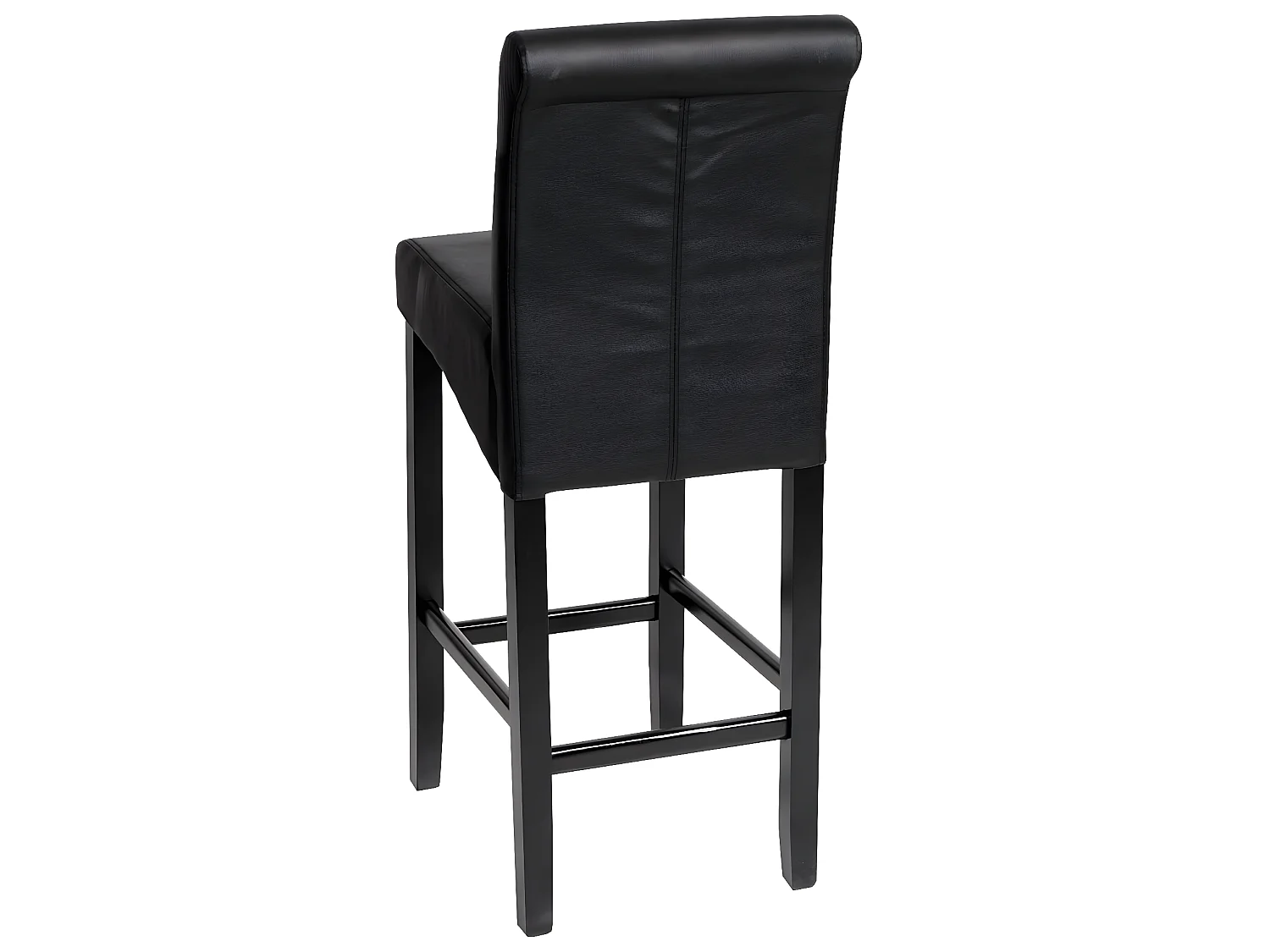 Tabouret de bar MCW-C33 (lot de 2),  similicuir, noir mat, pieds foncés