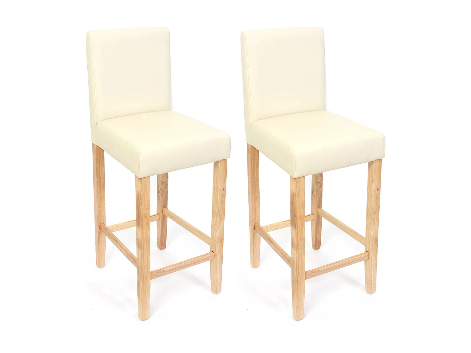 Taburete de bar Cesena (set de 2),  crema, pies claros