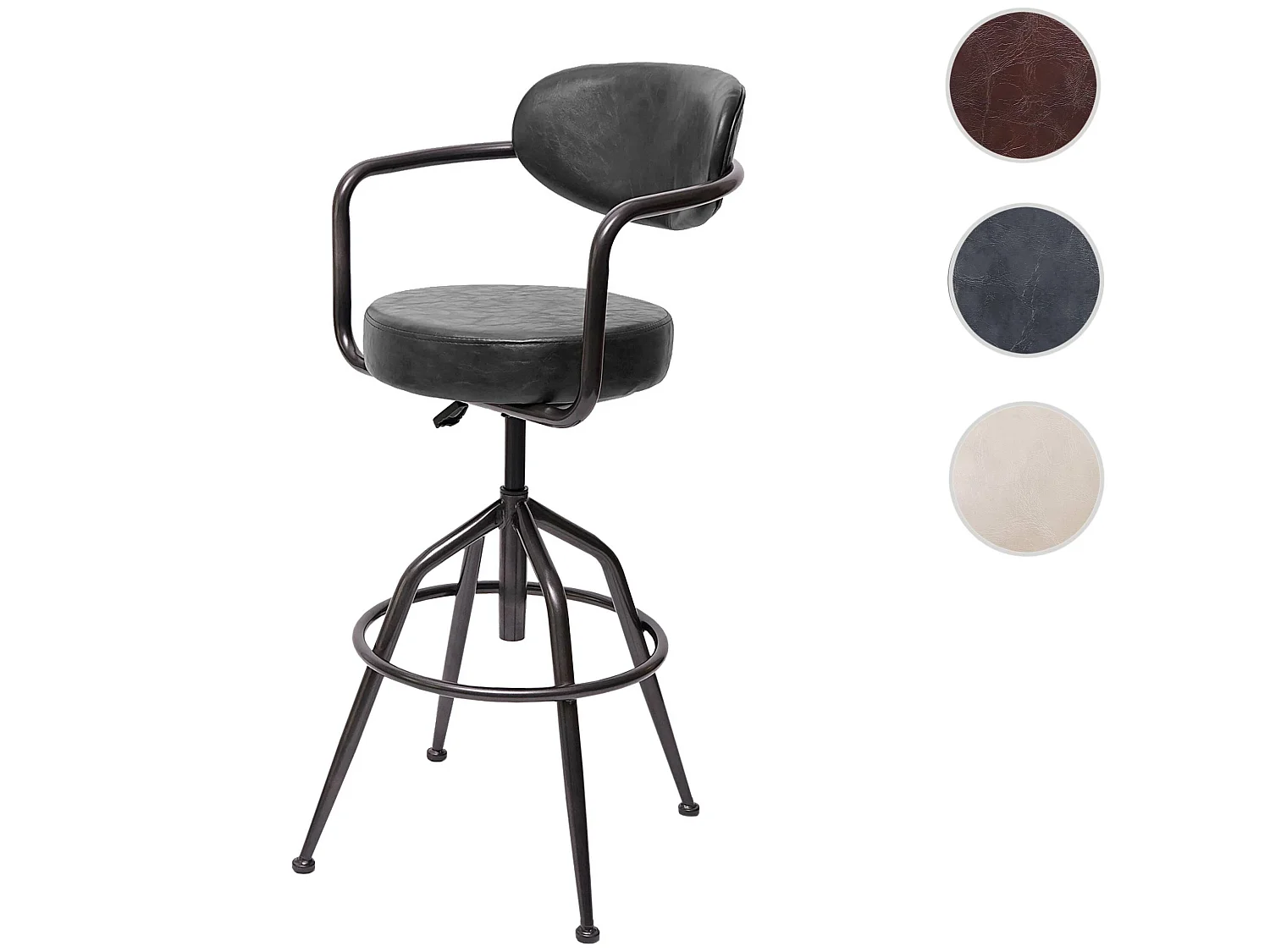 Stołek barowy MCW-H10f,  vintage szary