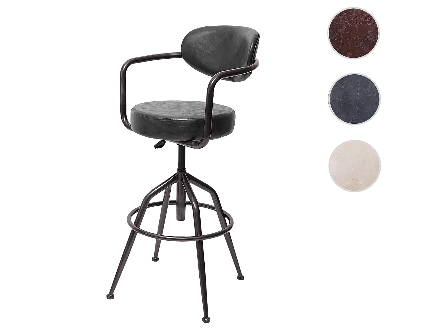 Stołek barowy MCW-H10f,  vintage szary