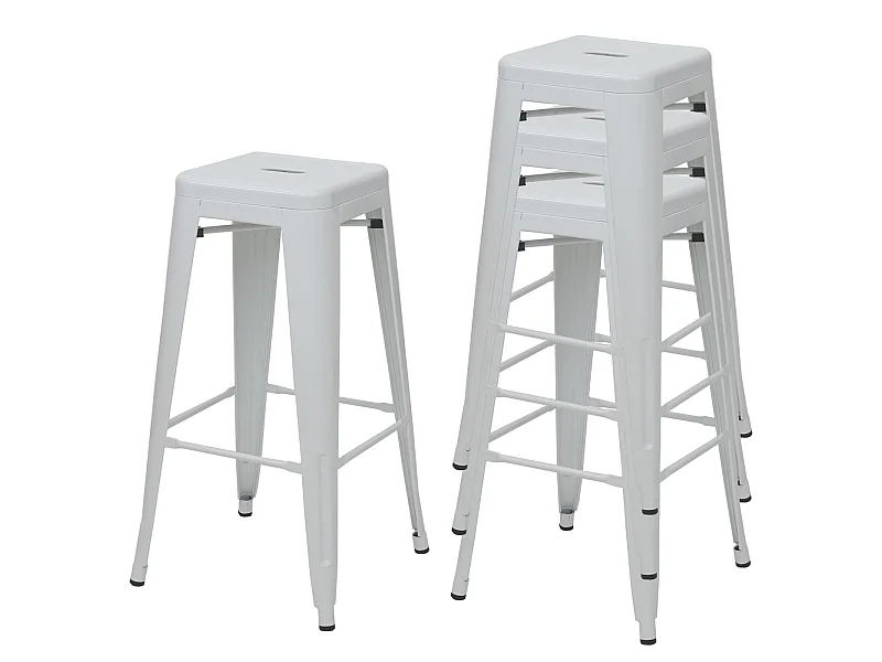 Barkruk MCW-A73 metaal (set van 4),  wit