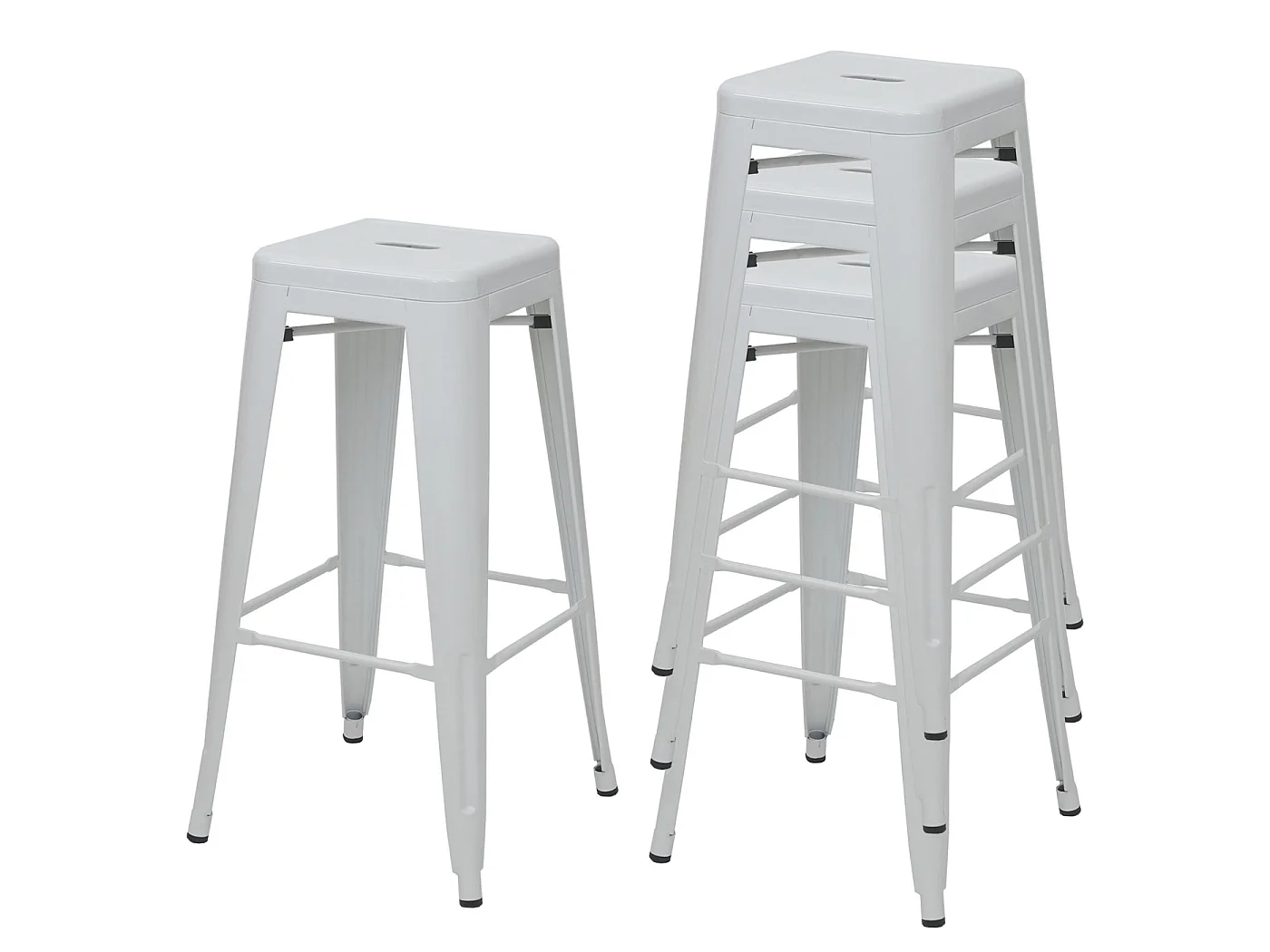 Barkruk MCW-A73 metaal (set van 4),  wit