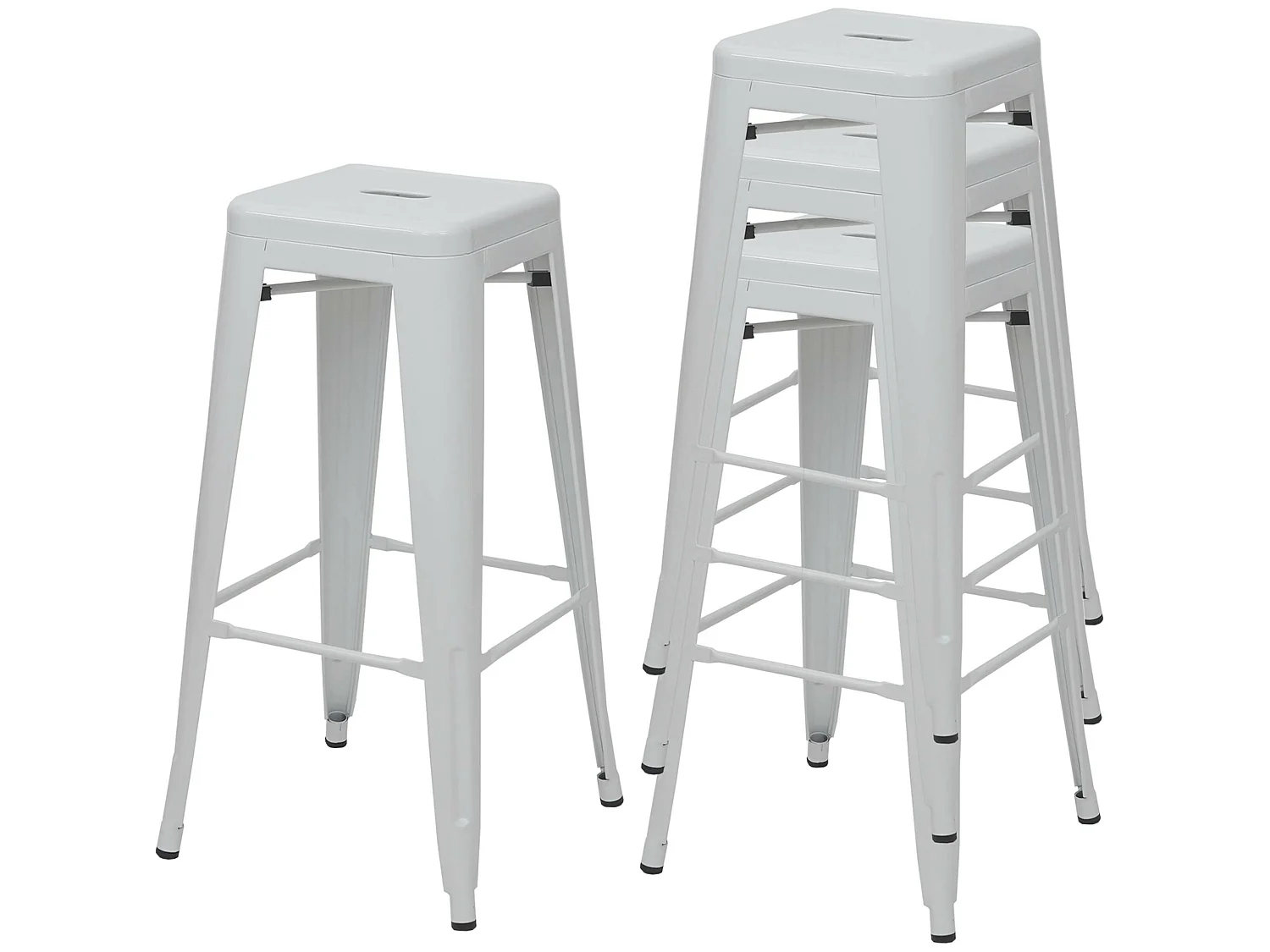 Barkruk MCW-A73 metaal (set van 4),  wit