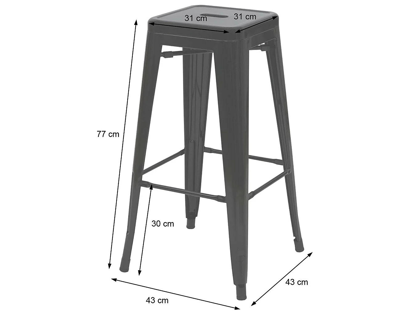 Barkruk MCW-A73 metaal (set van 4),  wit