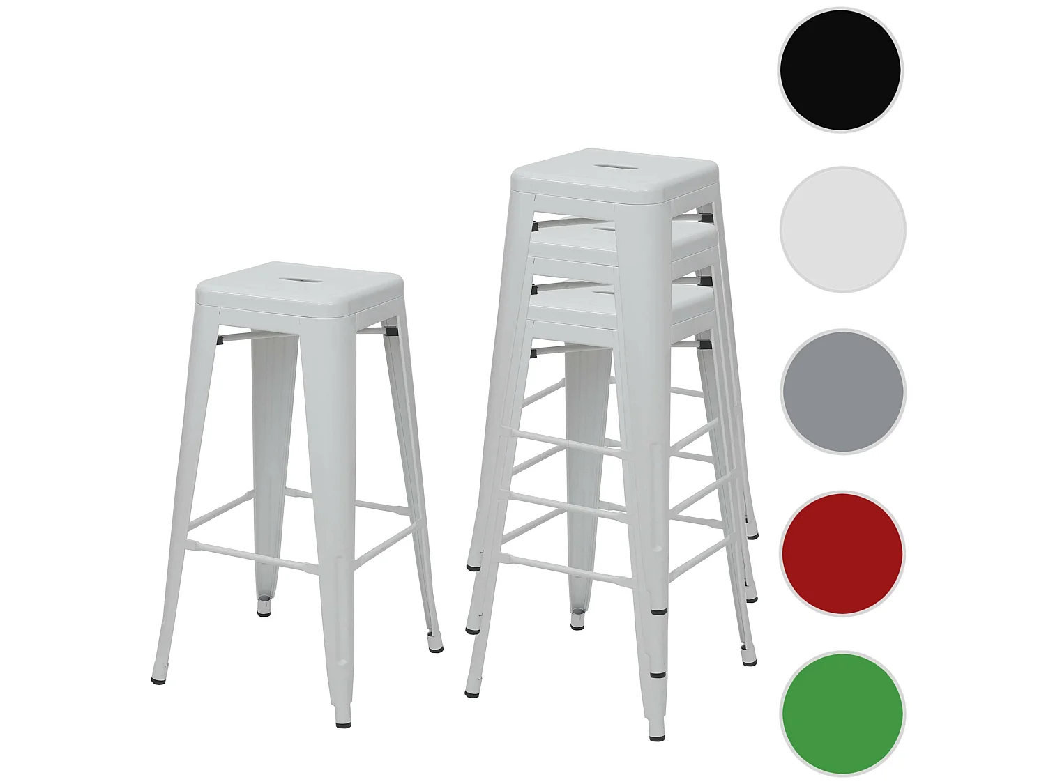 Barkruk MCW-A73 metaal (set van 4),  wit