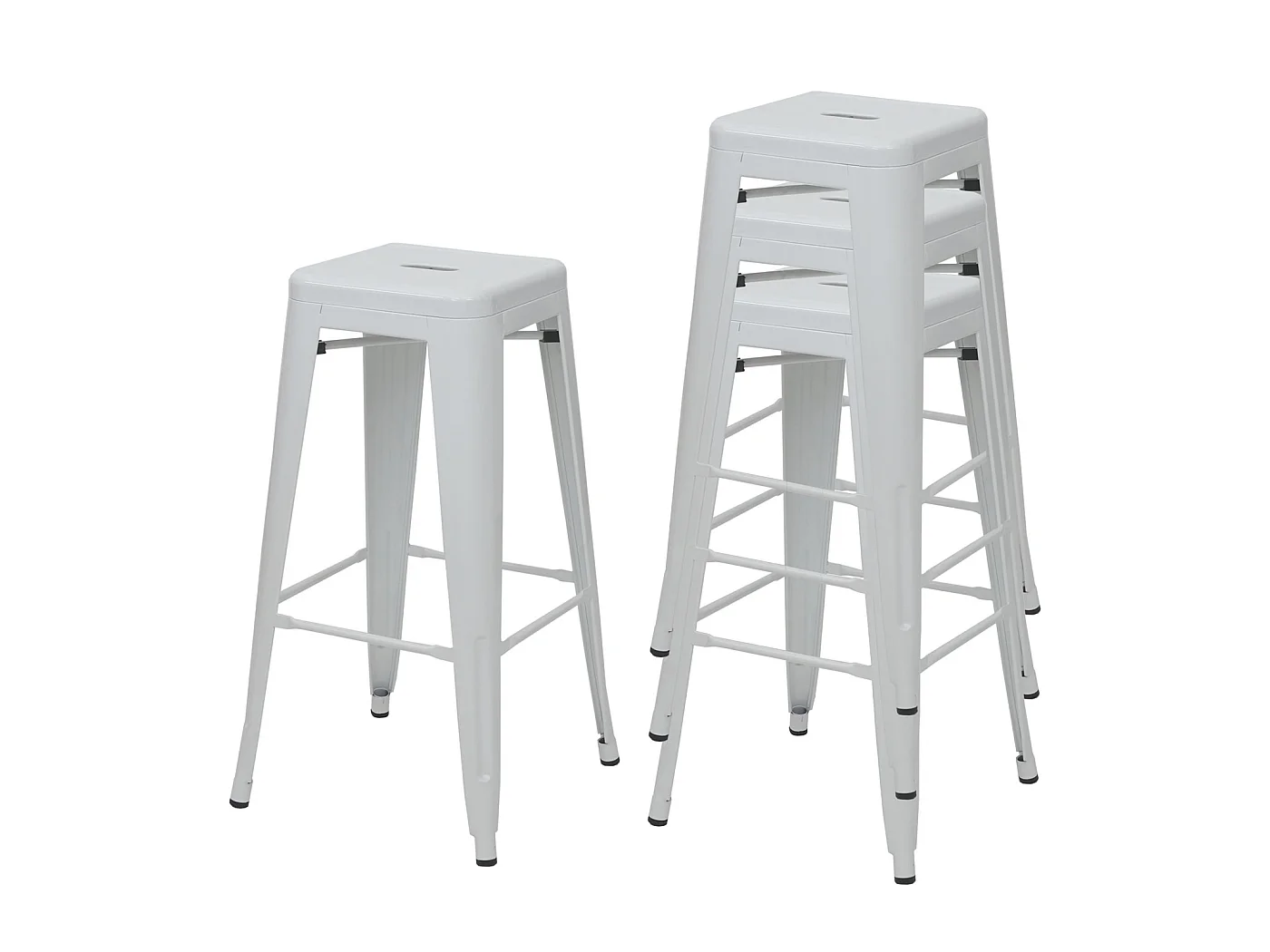 Tabouret de bar MCW-A73 Métal (lot de 4),  blanc