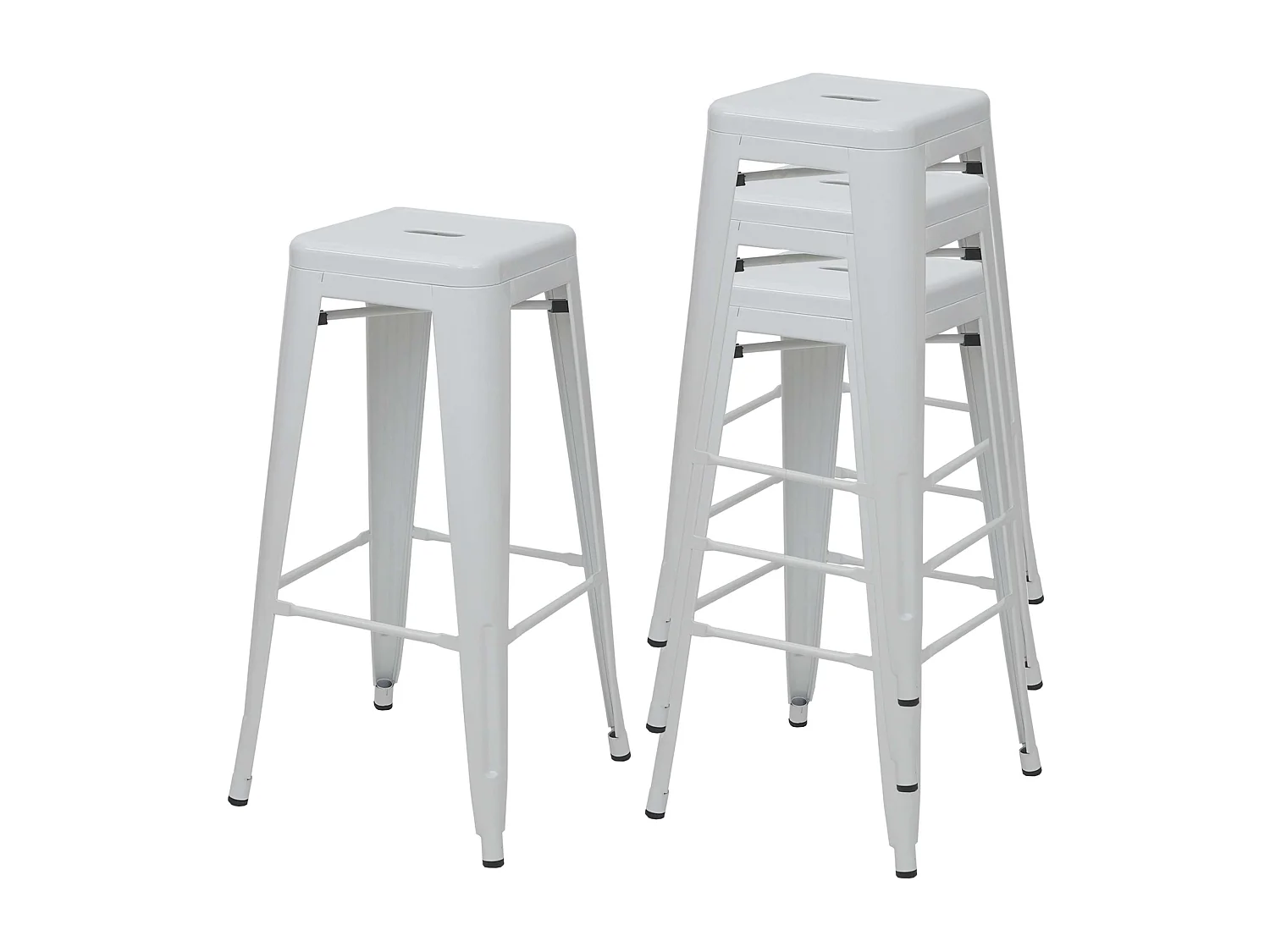 Barkruk MCW-A73 metaal (set van 4),  wit