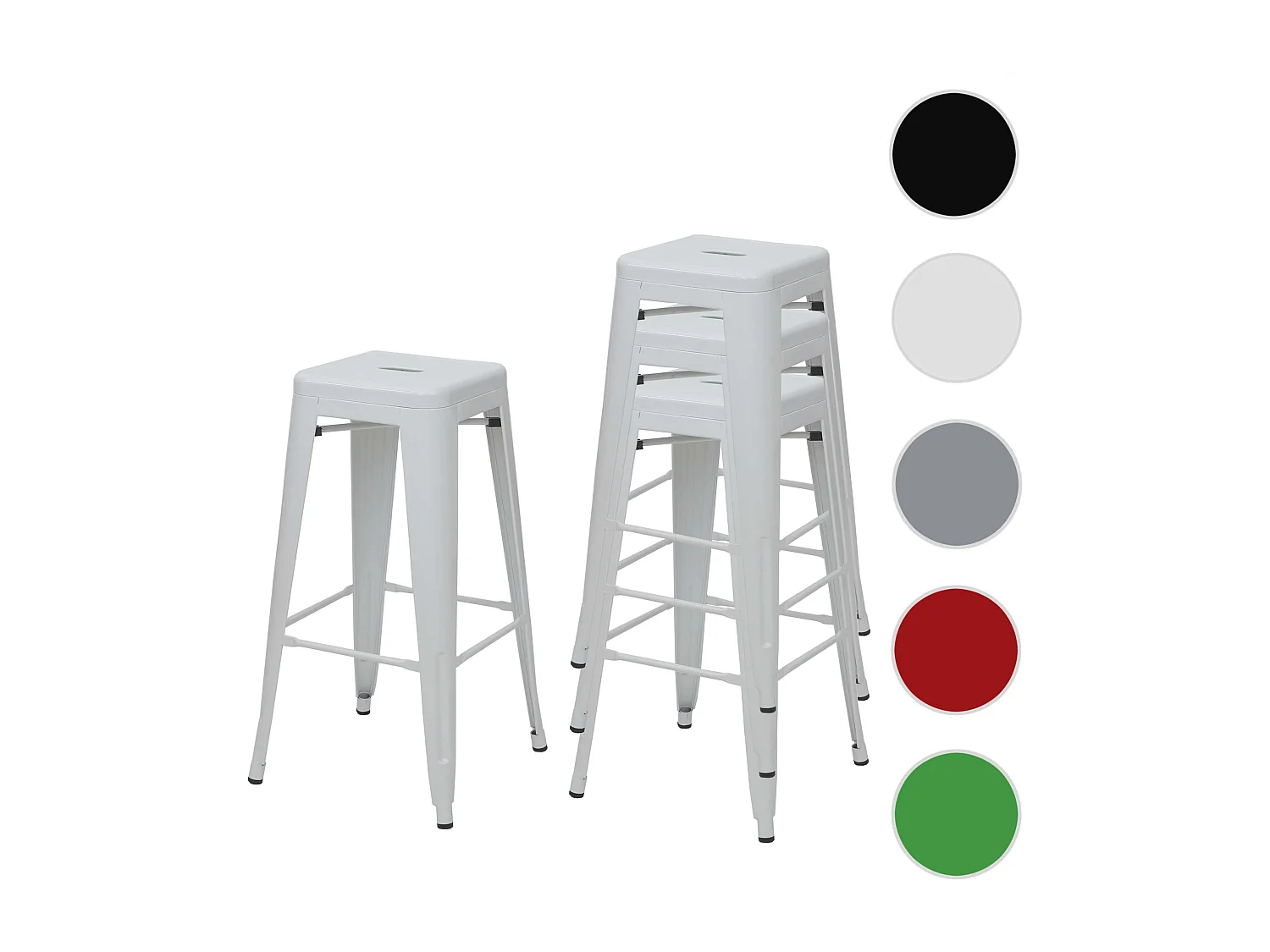 Barkruk MCW-A73 metaal (set van 4),  wit