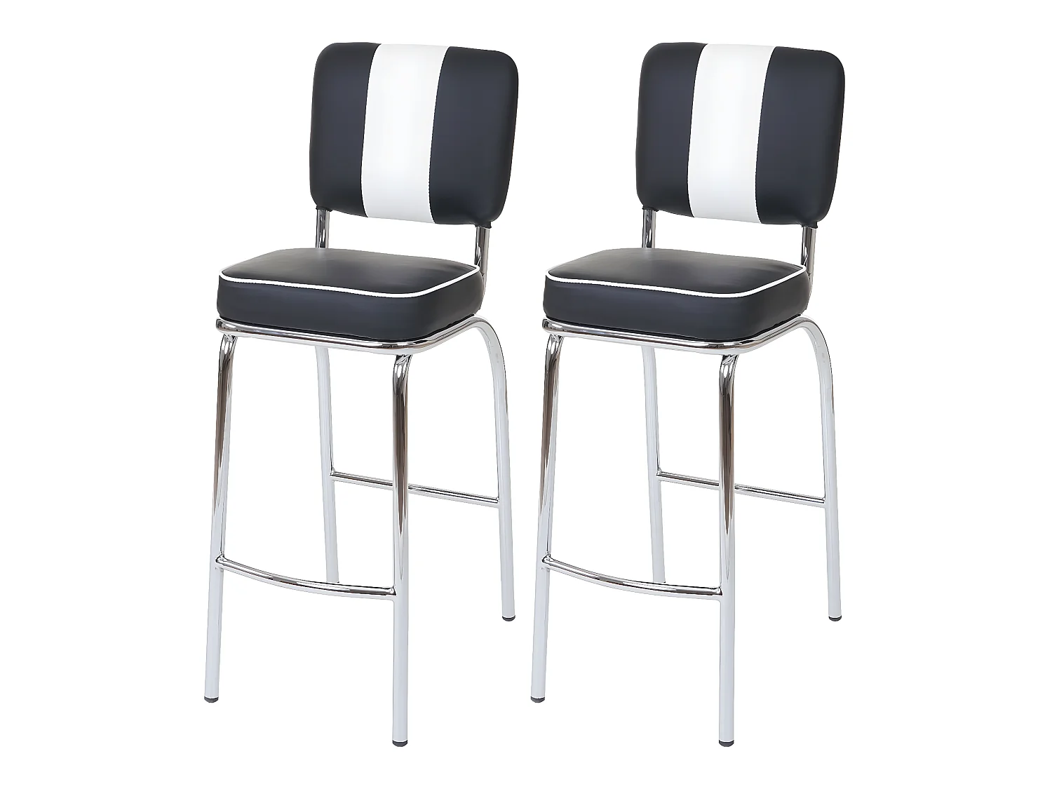Tabouret de bar Akita (lot de 2),  noir / blanc