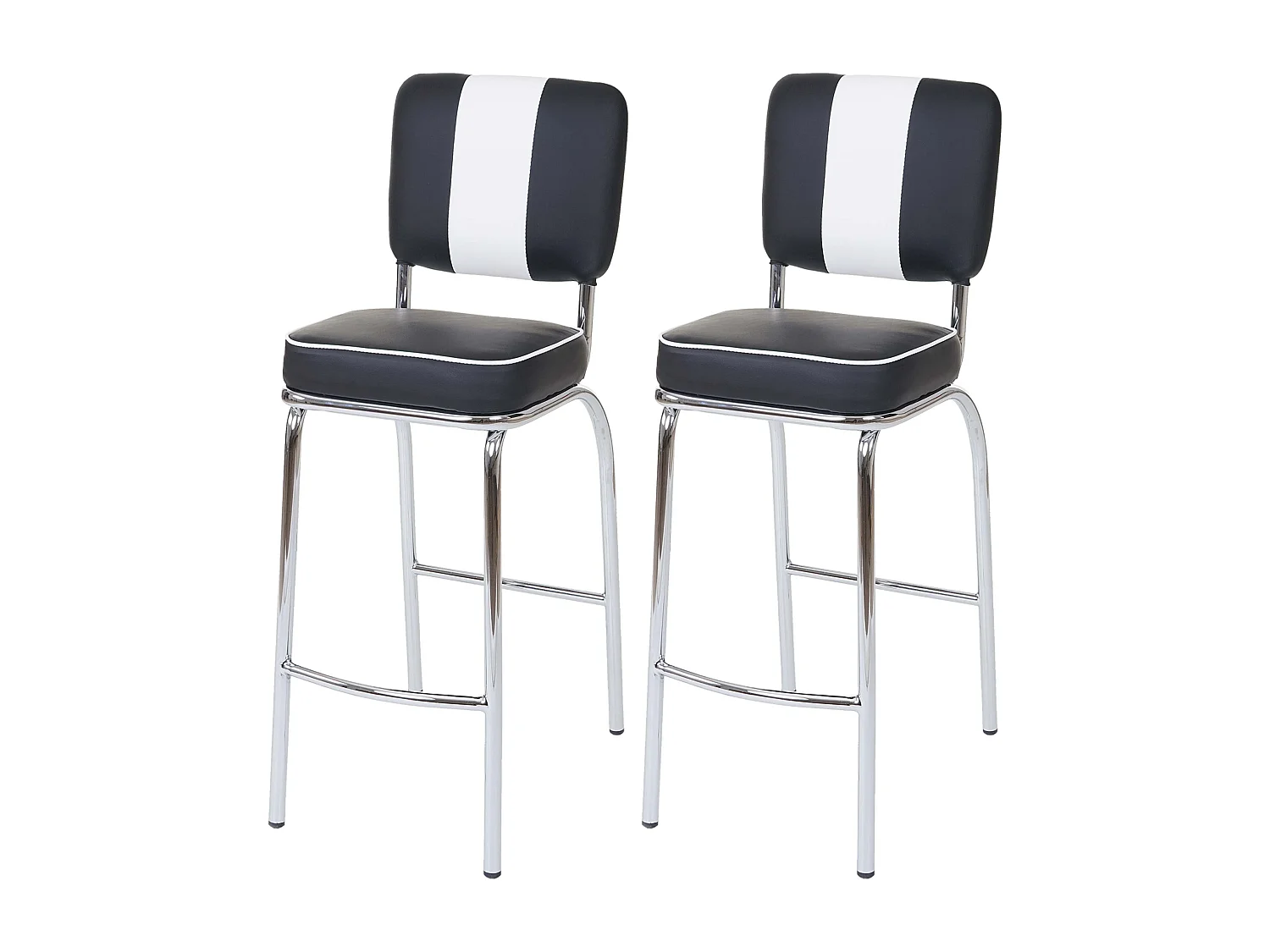 Barhocker Akita (2er-Set), Schwarz-weiß
