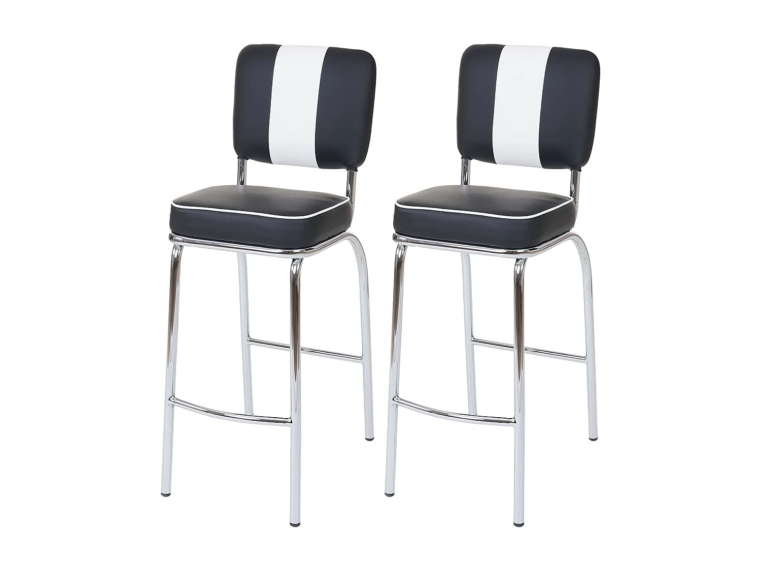 Barhocker Akita (2er-Set), Schwarz-weiß