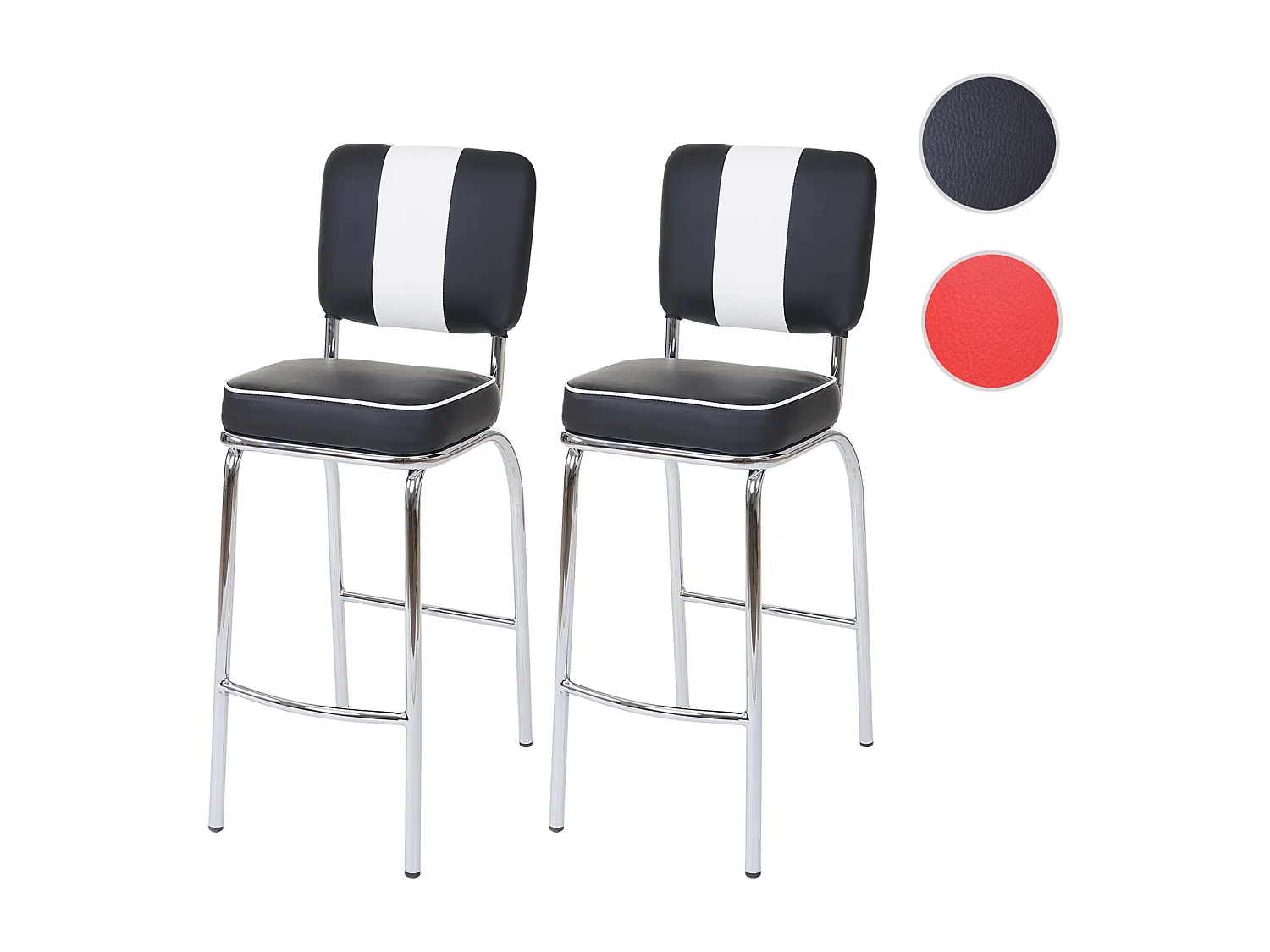 Barhocker Akita (2er-Set), Schwarz-weiß