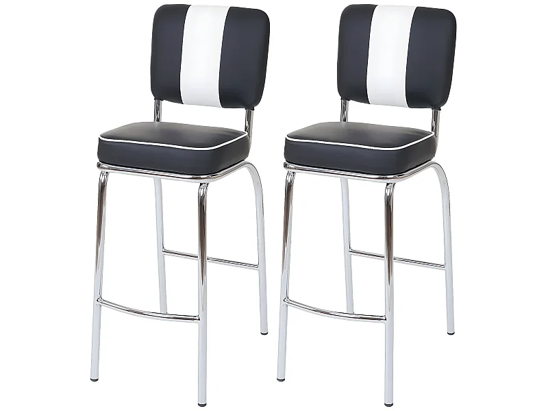 Barkruk Akita (set van 2),  zwart en wit