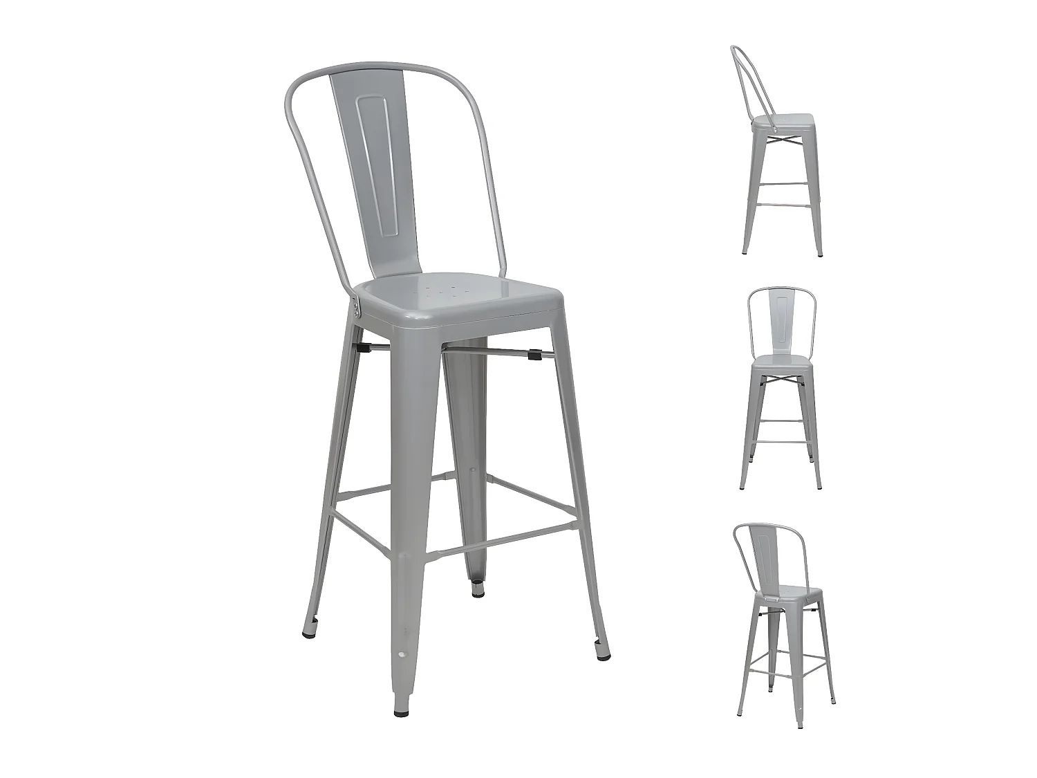 Tabouret de bar MCW-A73 Métal (lot de 4),  gris
