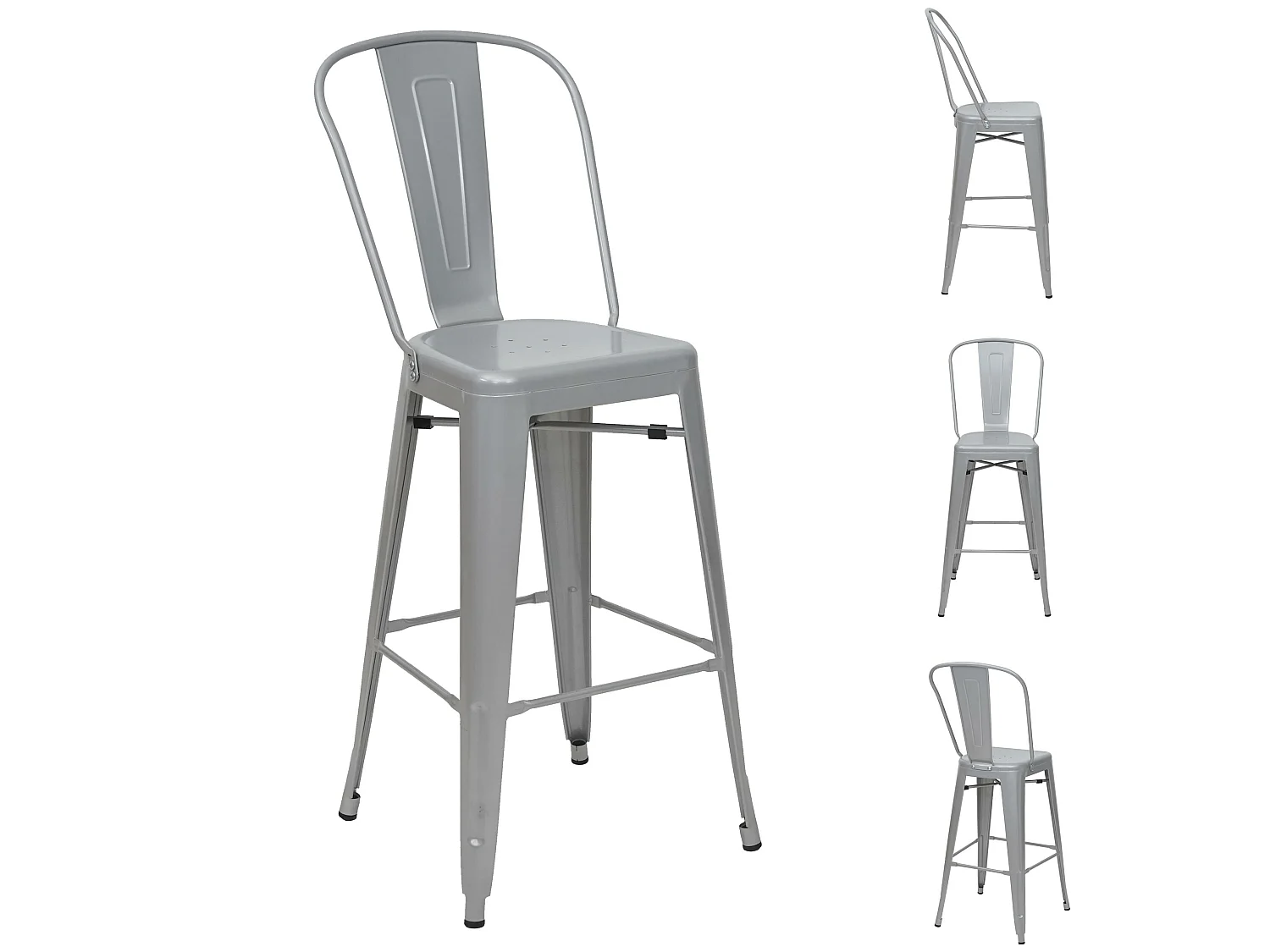 Tabouret de bar MCW-A73 Métal (lot de 4),  gris