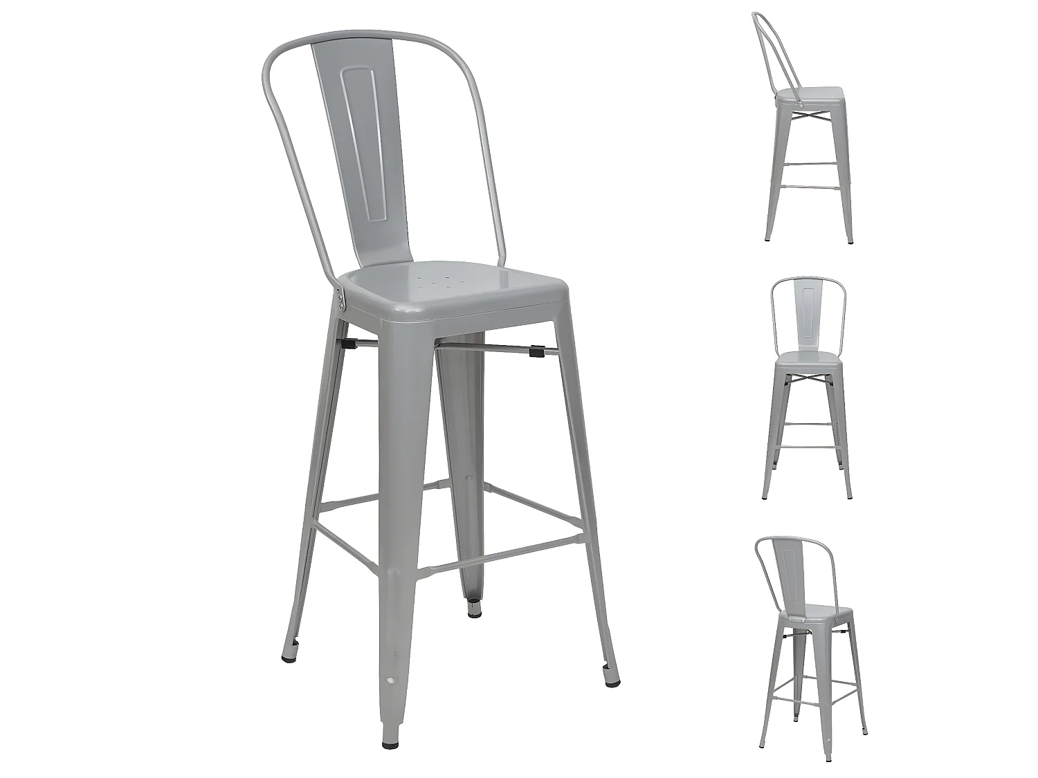 Tabouret de bar MCW-A73 Métal (lot de 4),  gris