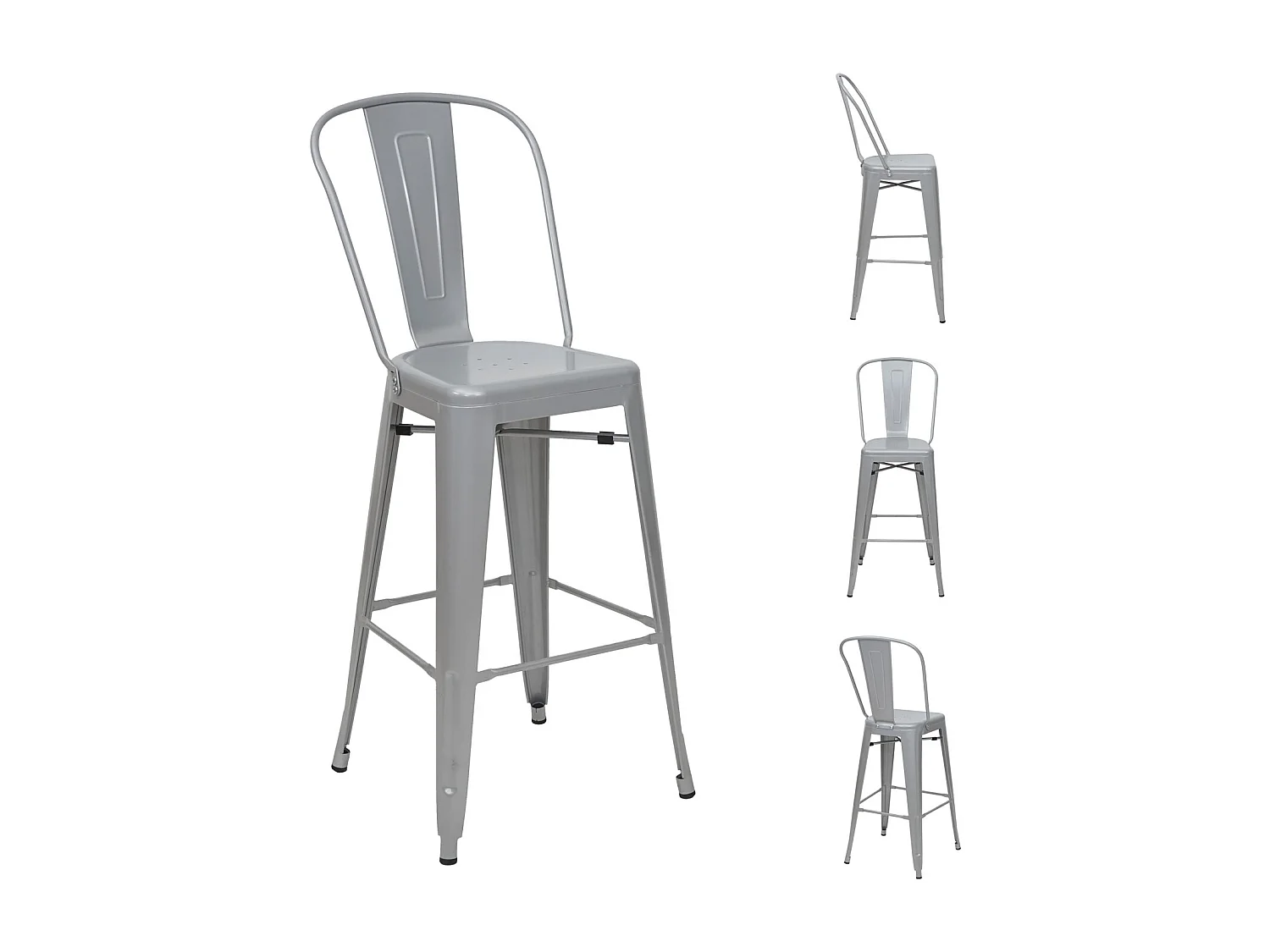 Metalowy stołek barowy MCW-A73 (zestaw 4 sztuk),  szary