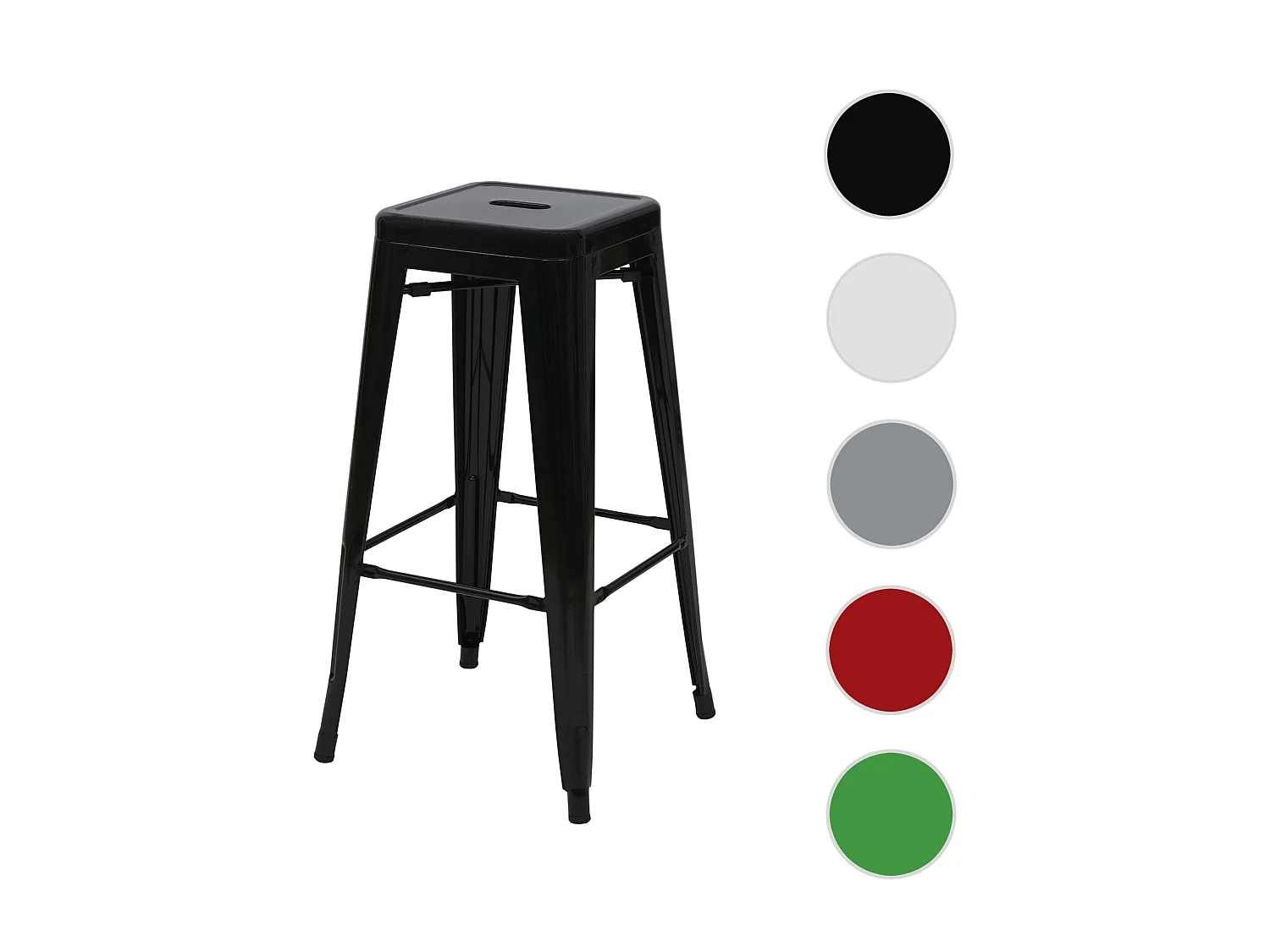 Tabouret de bar MCW-A73 Métal empilable,  noir