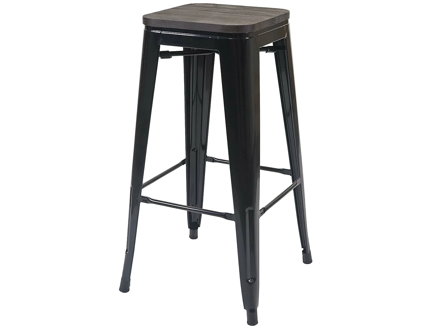 Tabouret de bar MCW-A73 Métal empilable,  noir