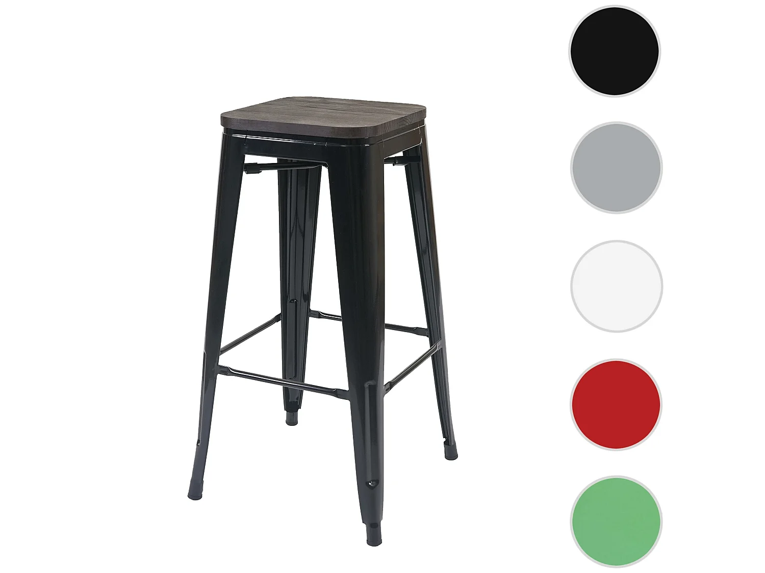 Taburete de bar MCW-A73 Metal apilable,  negro