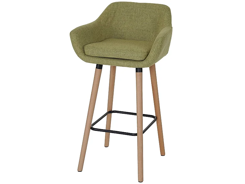 Serie Malmoe sgabello T381 legno massiccio tessuto verde