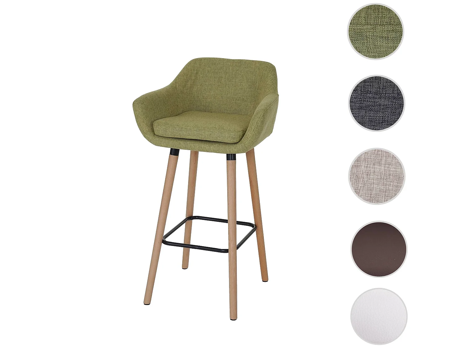 Tabouret de bar Vaasa T381,  Textile, vert clair